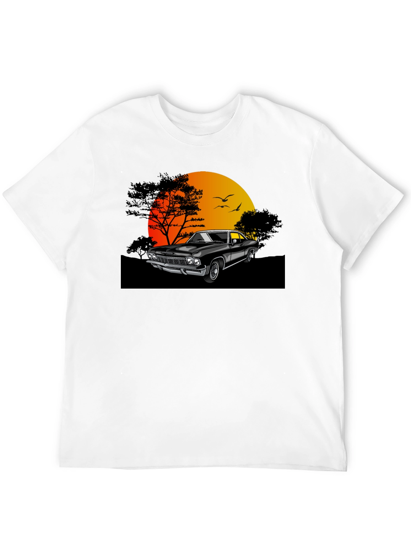 Classic Car Sunset Graphic T-Shirt