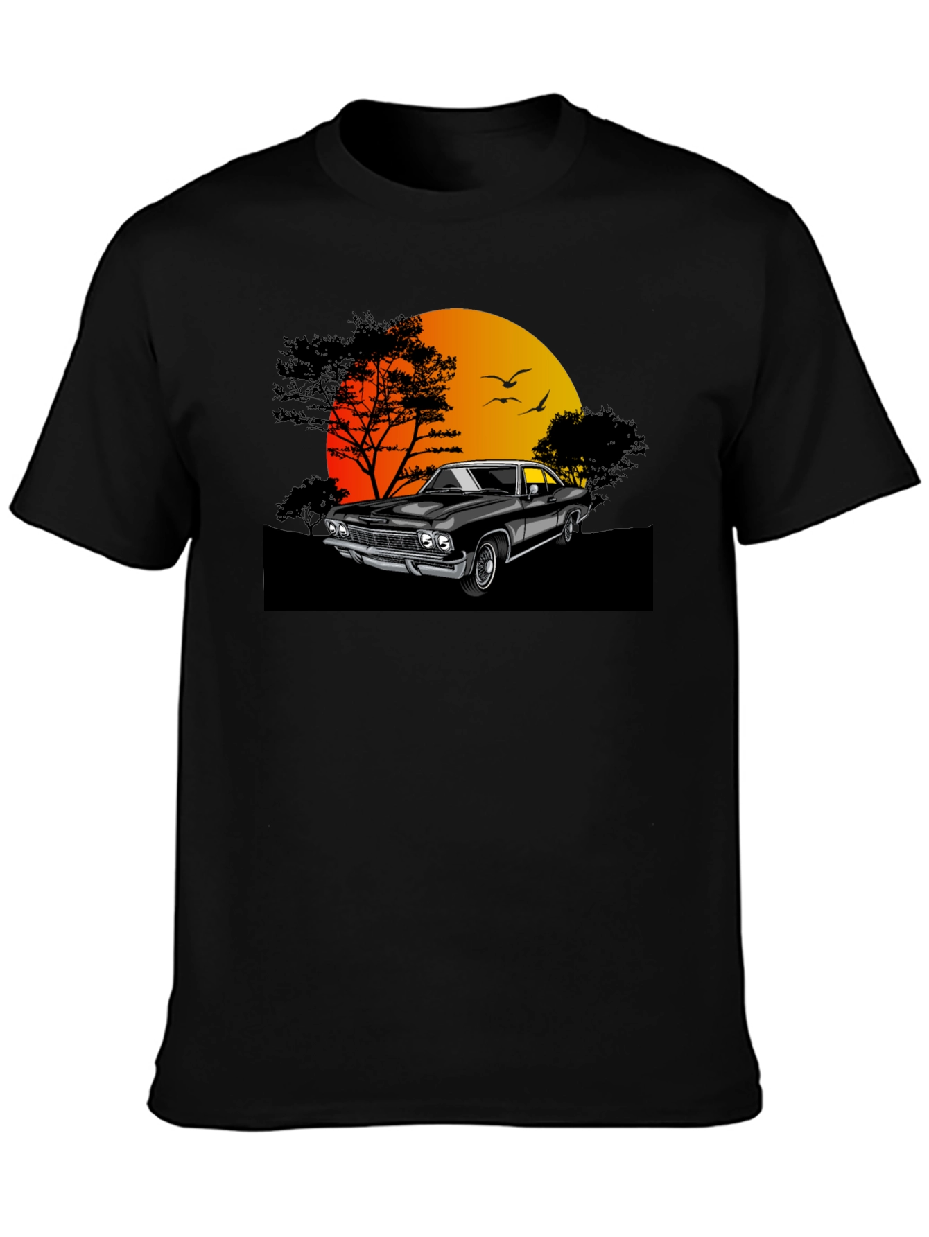 Classic Car Sunset Graphic T-Shirt