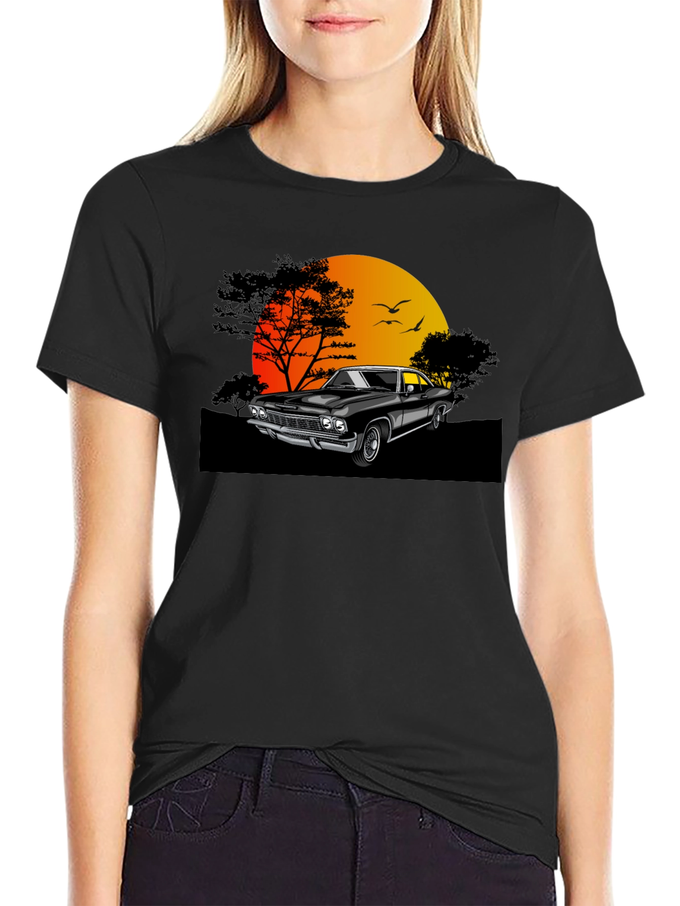 Classic Car Sunset Graphic T-Shirt