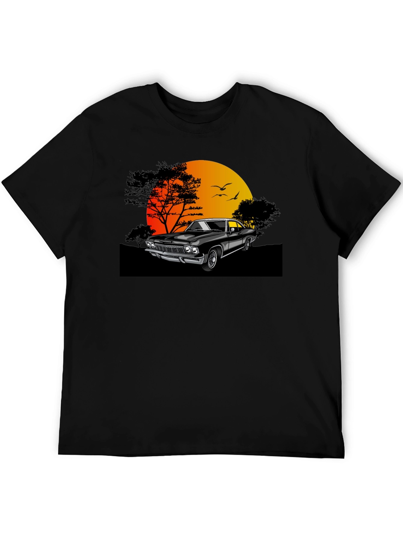 Classic Car Sunset Graphic T-Shirt