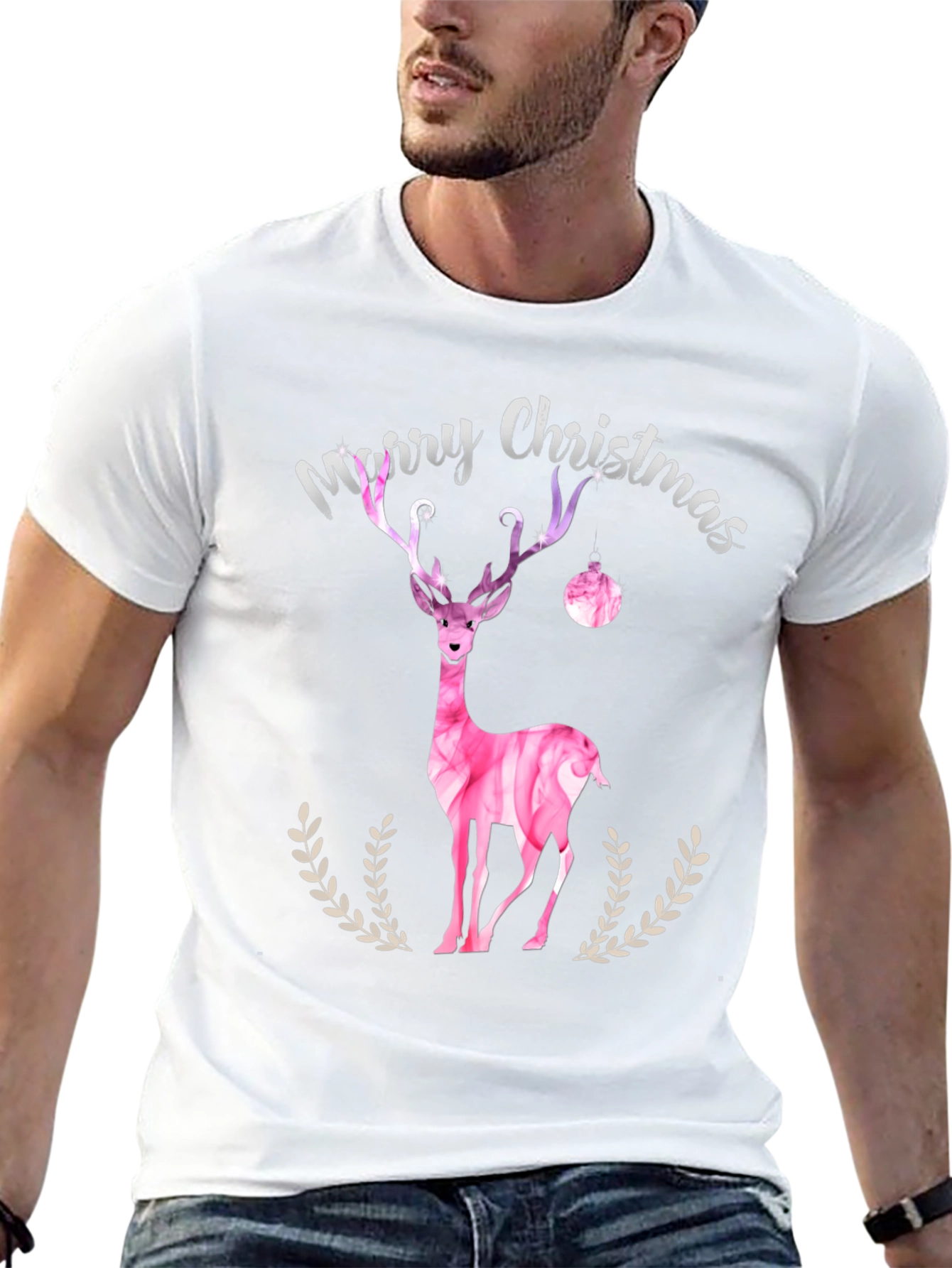 Merry Christmas Deer Graphic Tee