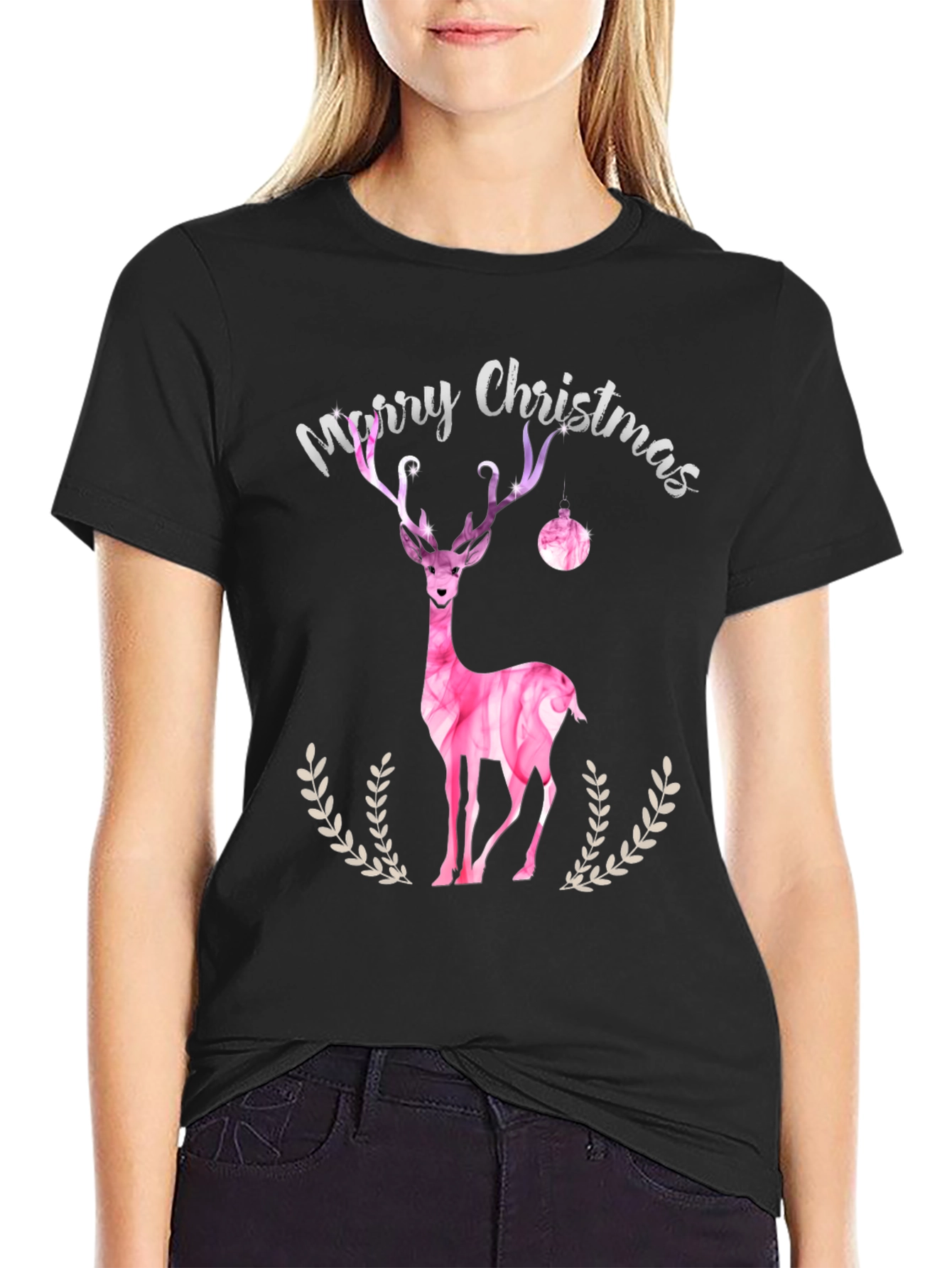 Merry Christmas Deer Graphic Tee