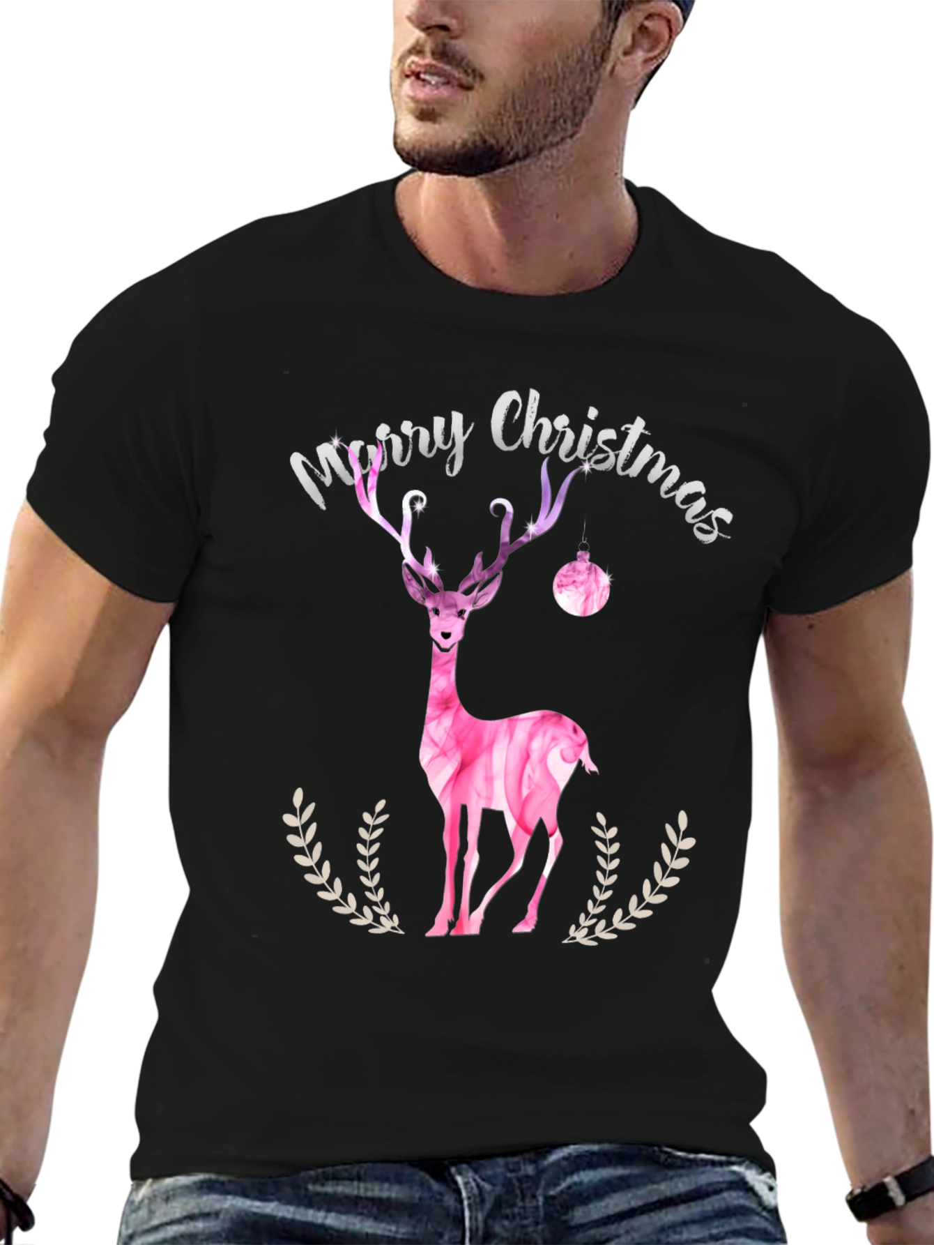 Merry Christmas Deer Graphic Tee