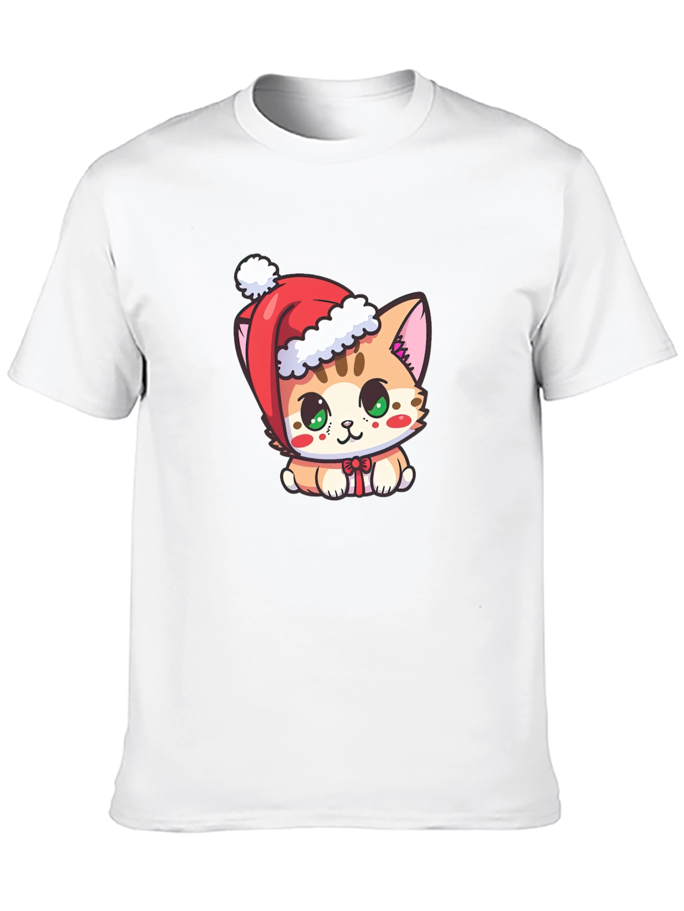 Cute Christmas Kitten Black T-Shirt