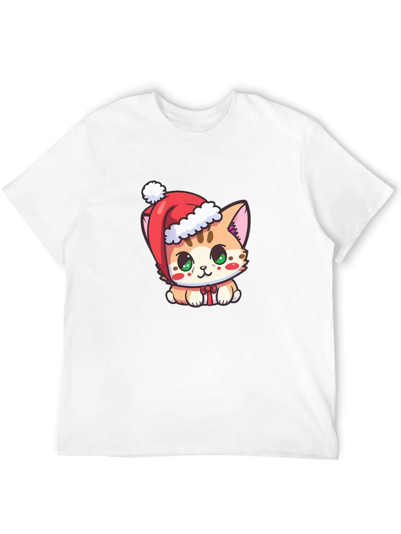 Cute Christmas Kitten Black T-Shirt