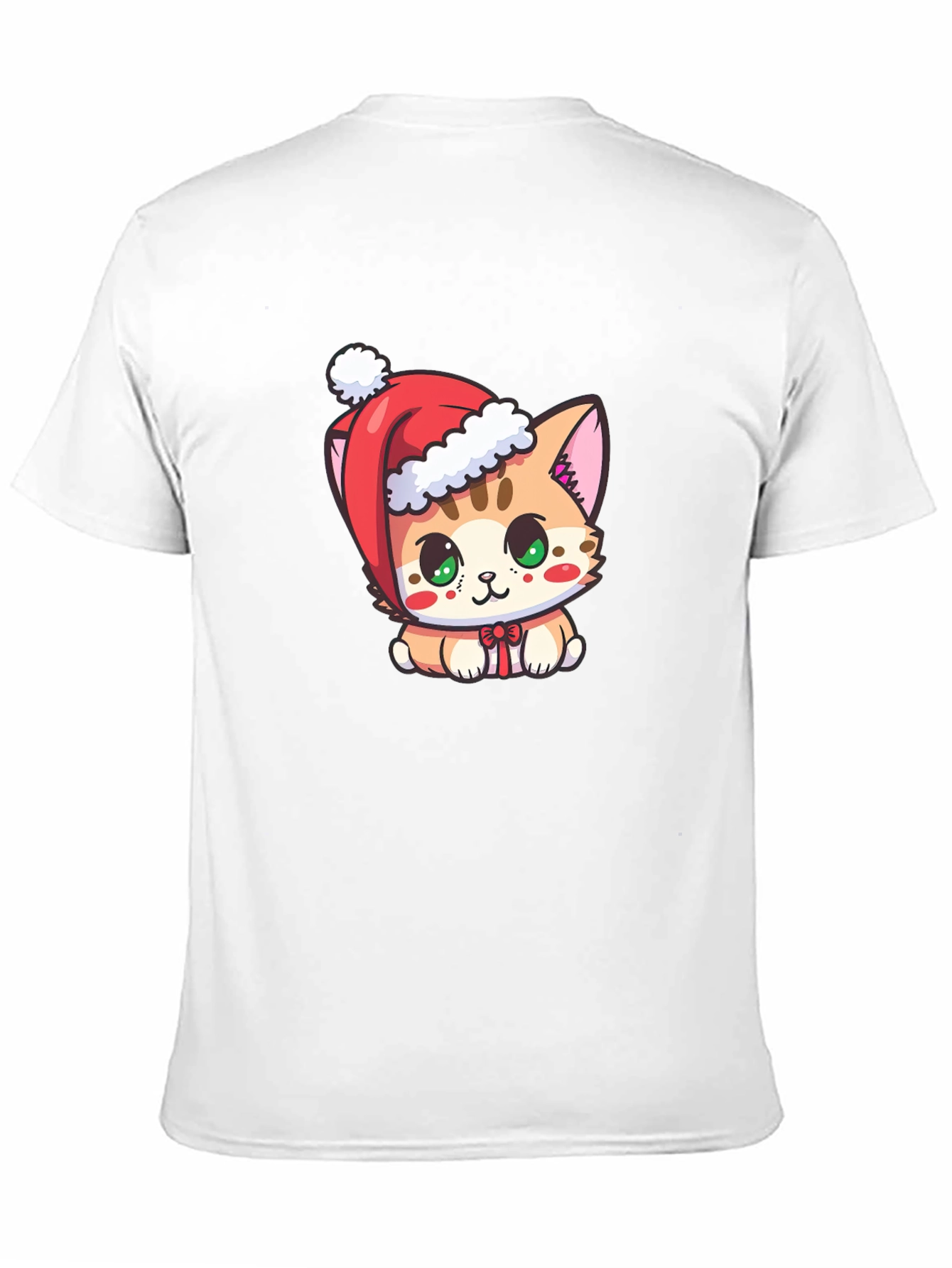Cute Christmas Kitten Black T-Shirt