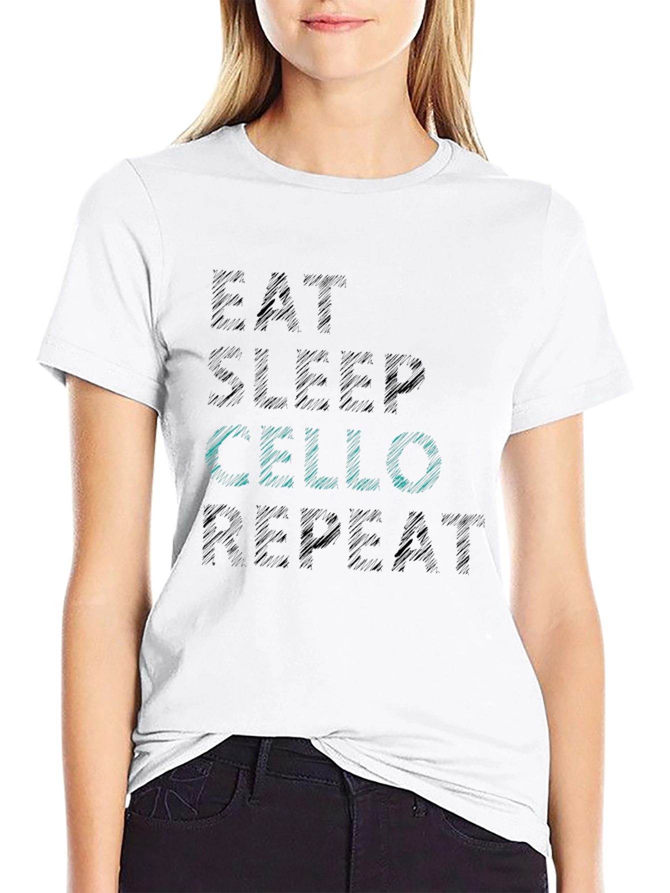 Eat Sleep Cello Repeat Black T-Shirt