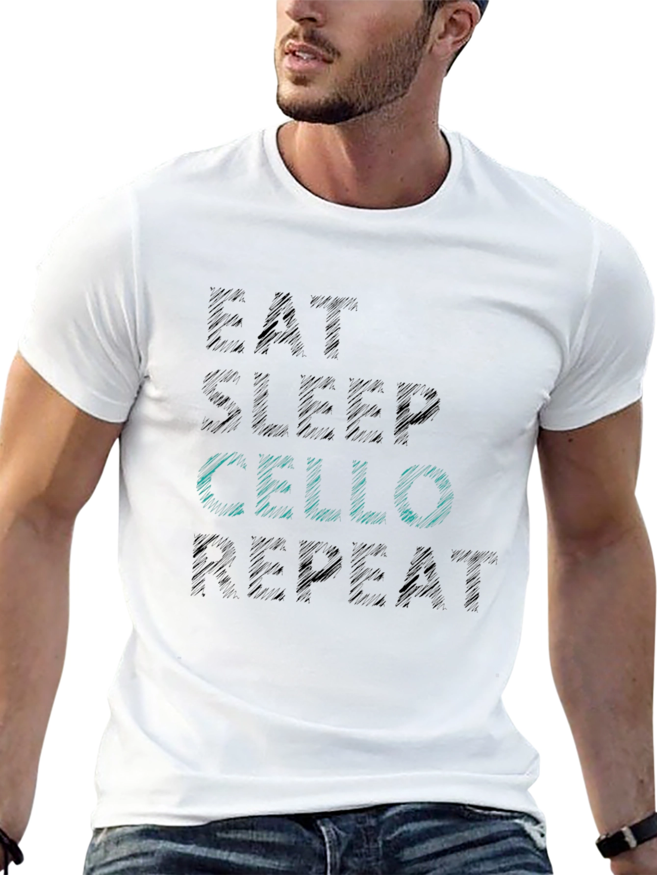 Eat Sleep Cello Repeat Black T-Shirt