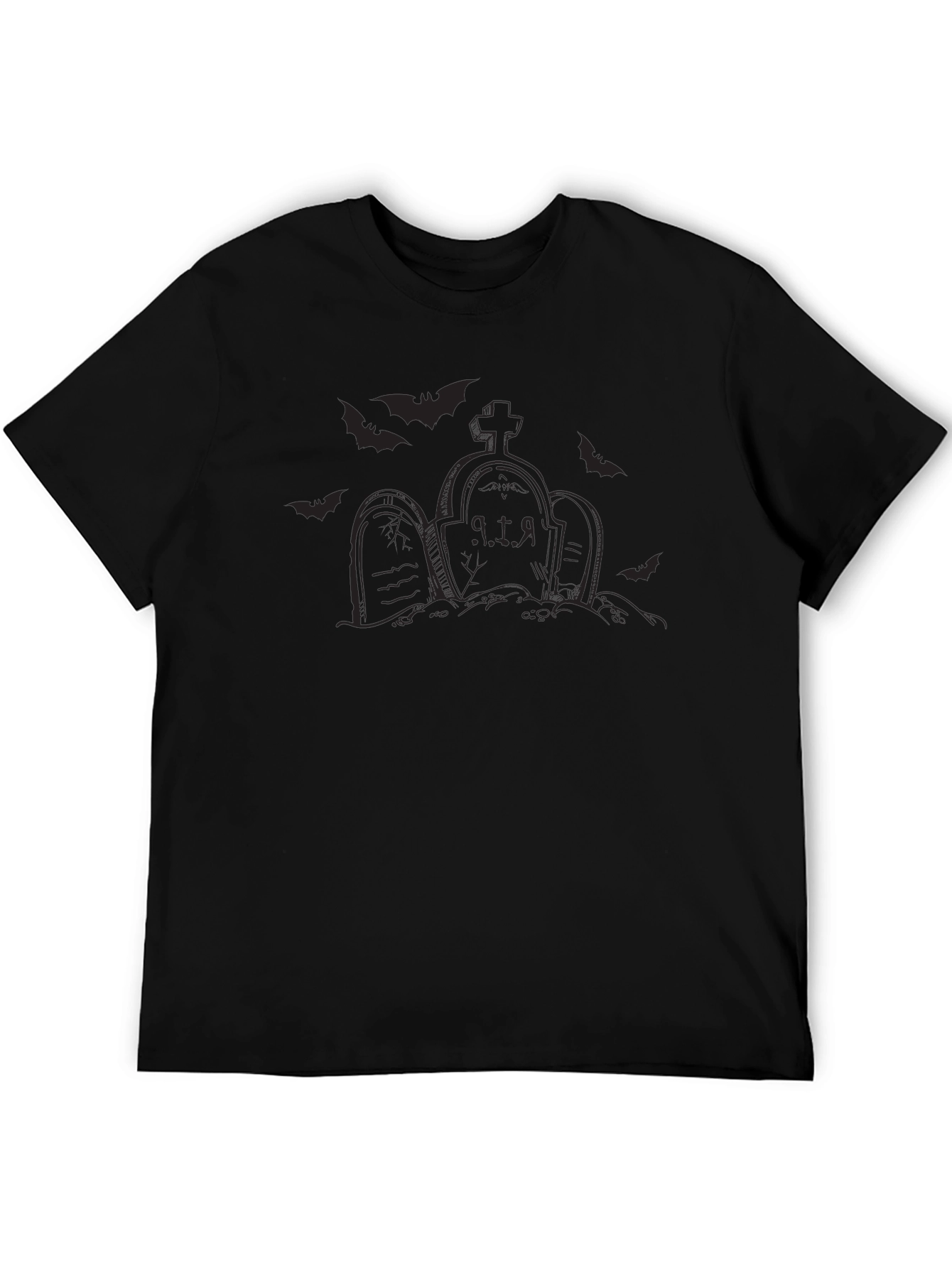 Halloween Tombstone Bat Graphic Tee
