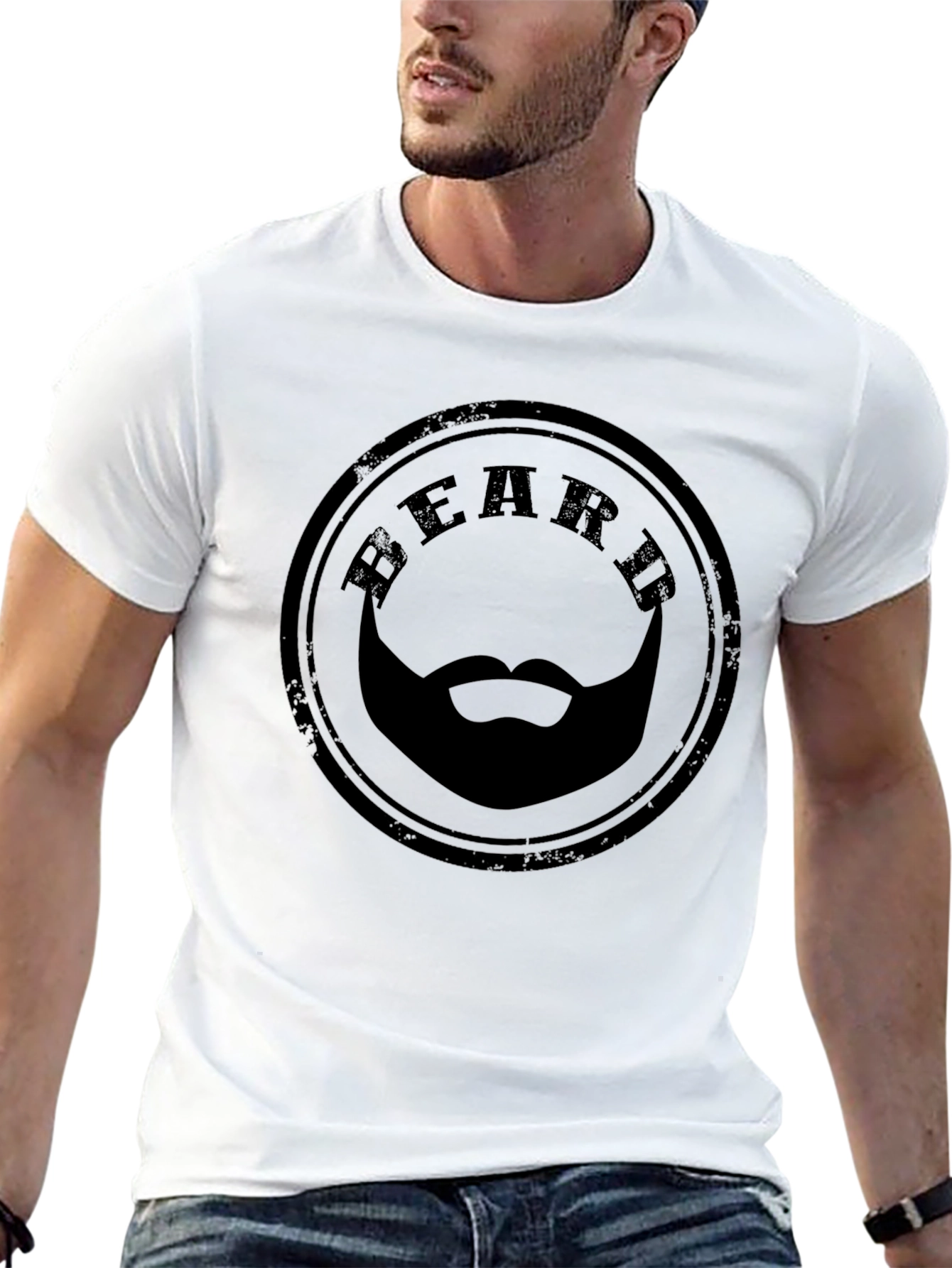 Beard Stamp T-Shirt - Mens Black Graphic Tee