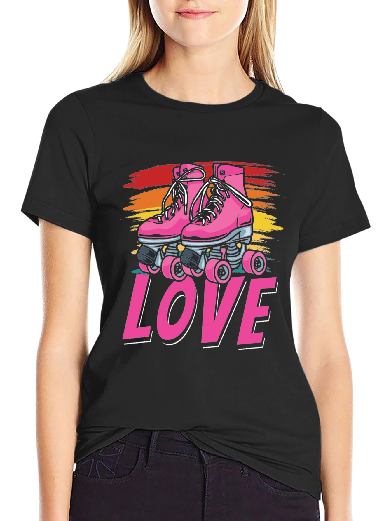 Retro Roller Skate LOVE Graphic Tee