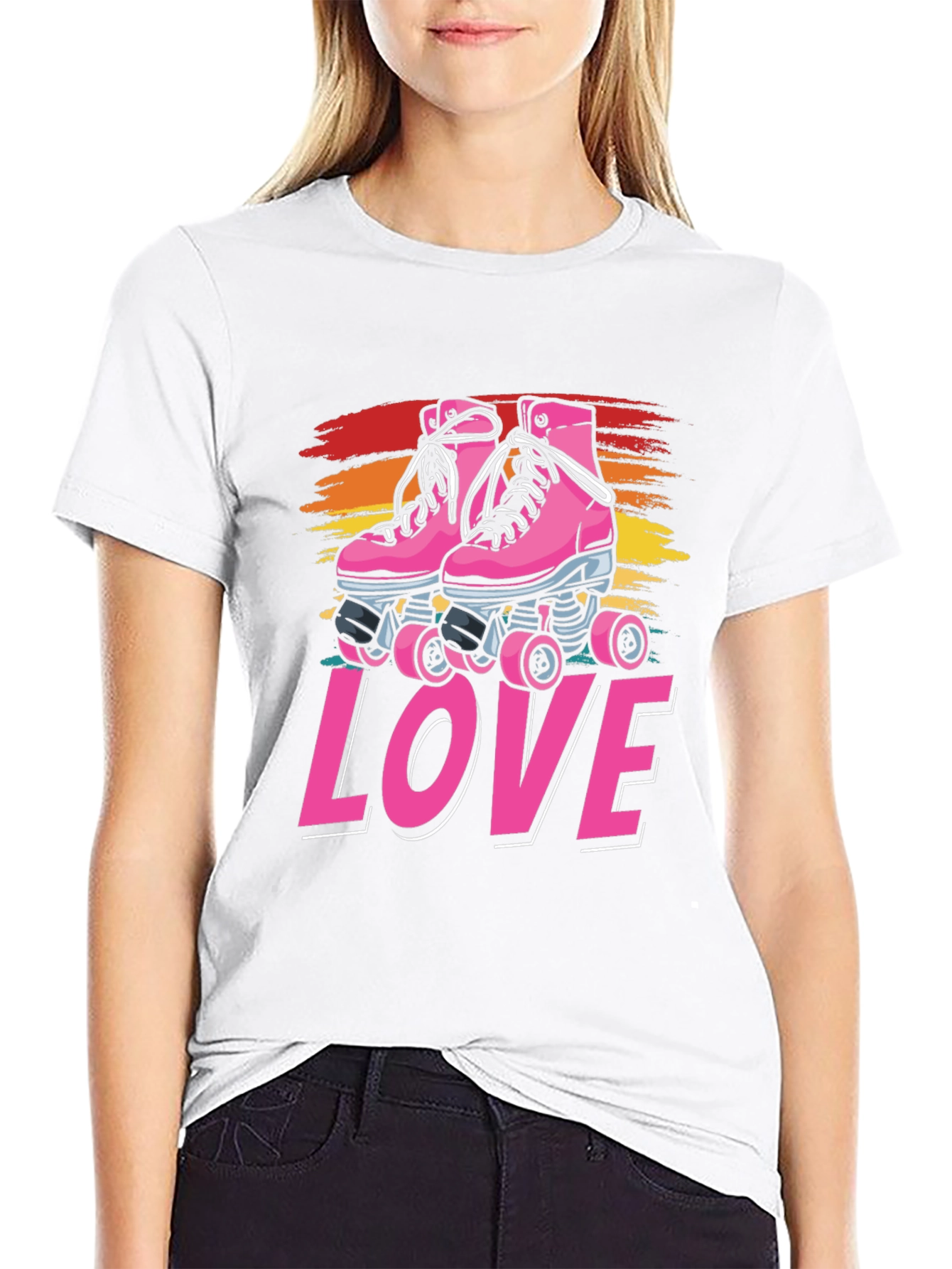Retro Roller Skate LOVE Graphic Tee