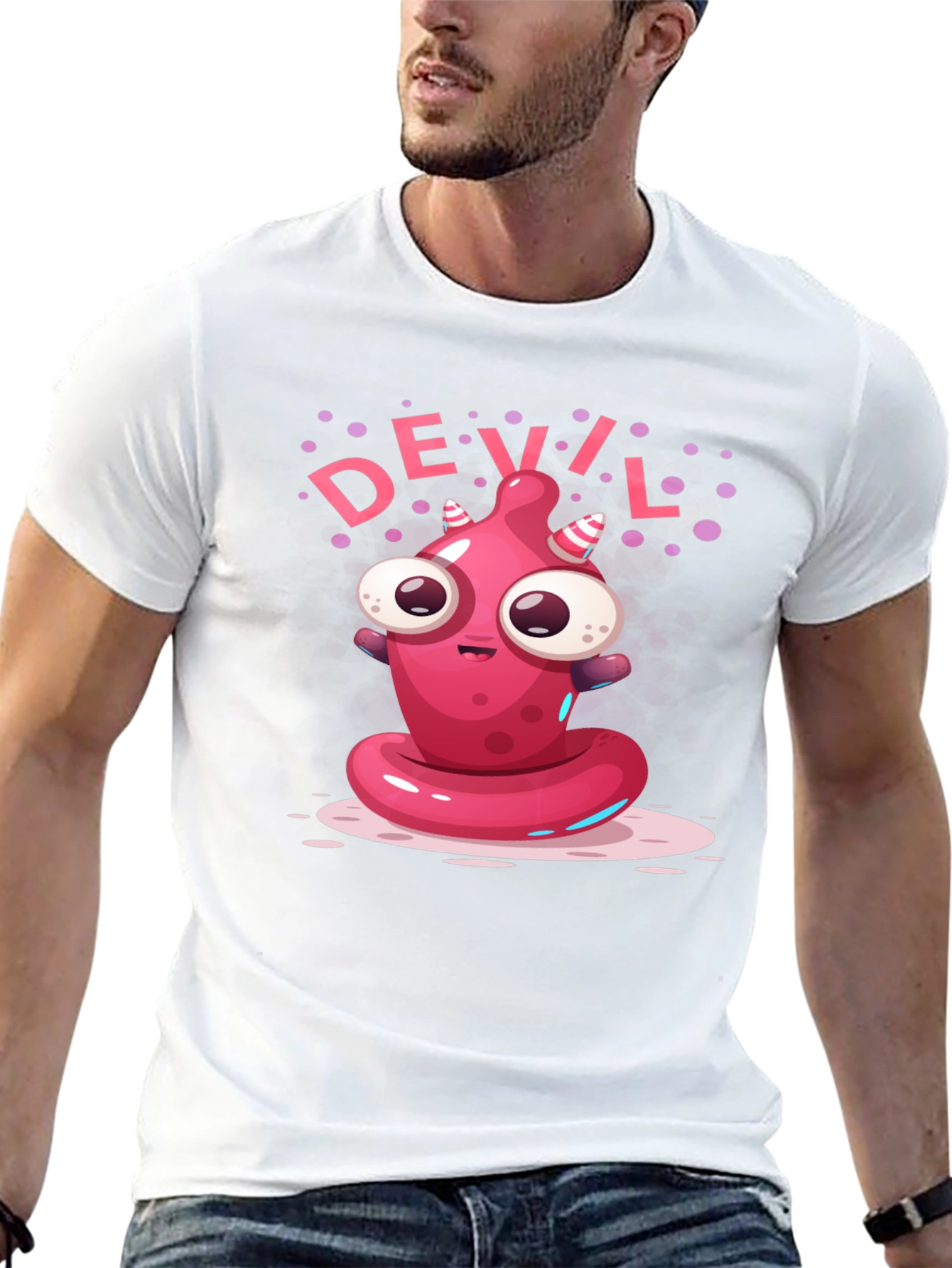 Devil Cartoon Graphic Black T-Shirt