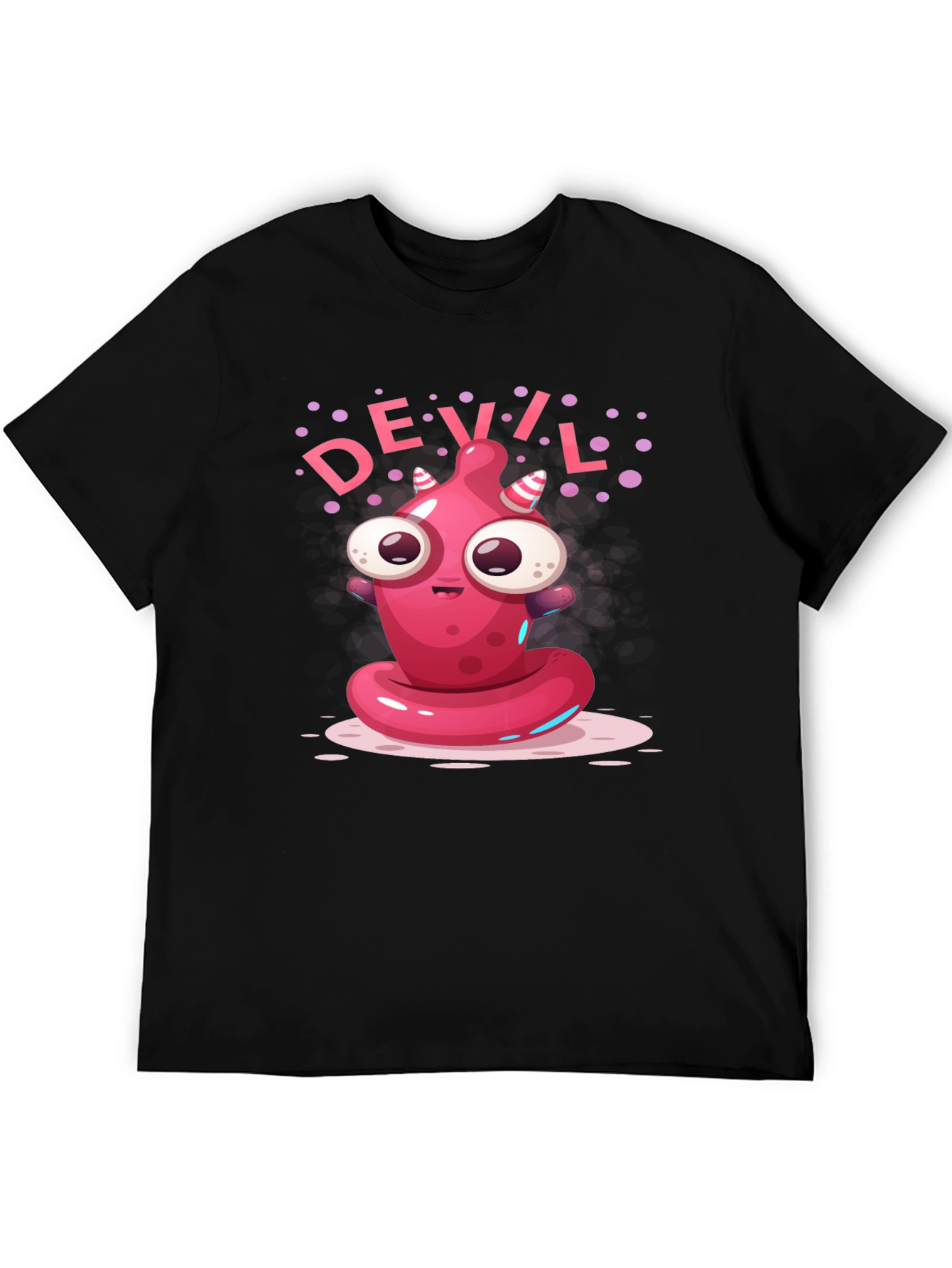Devil Cartoon Graphic Black T-Shirt