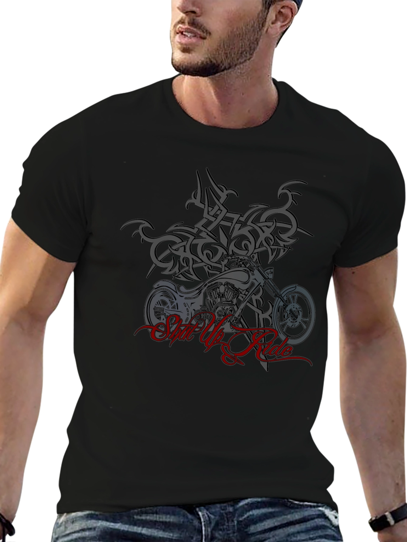 Ride Motorcycle Graphic Black T-Shirt