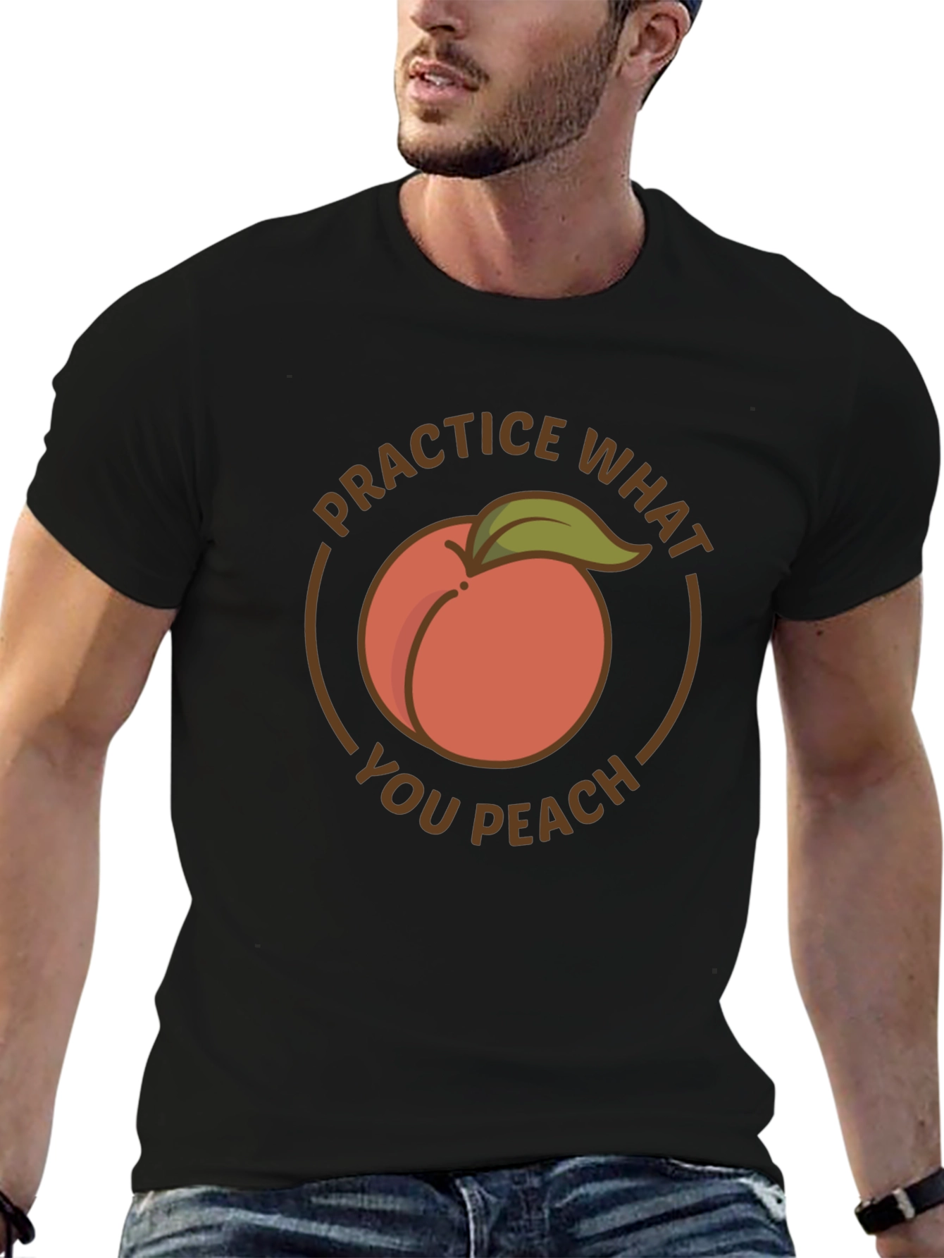 Practice What You Peach Black T-Shirt