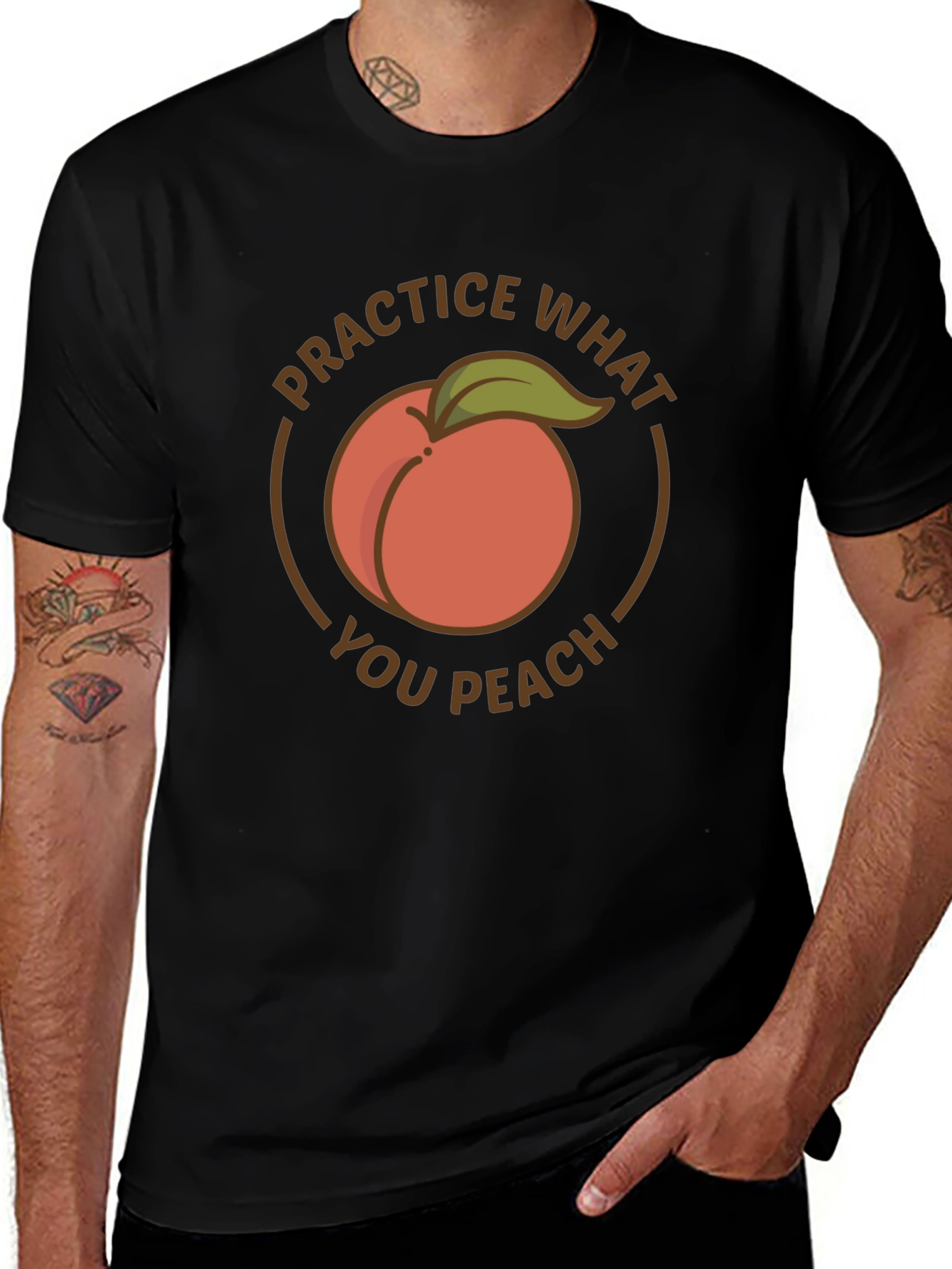 Practice What You Peach Black T-Shirt