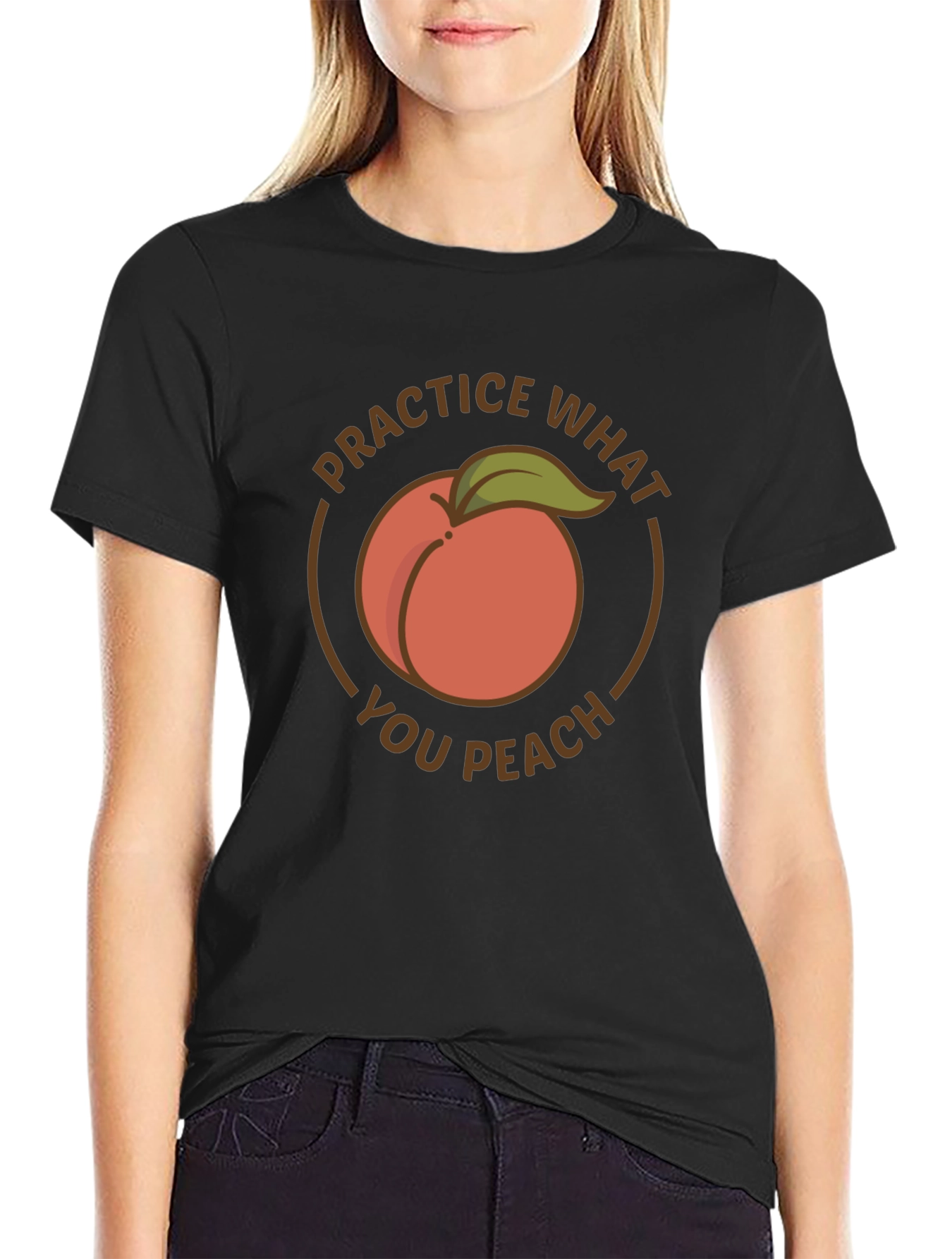 Practice What You Peach Black T-Shirt