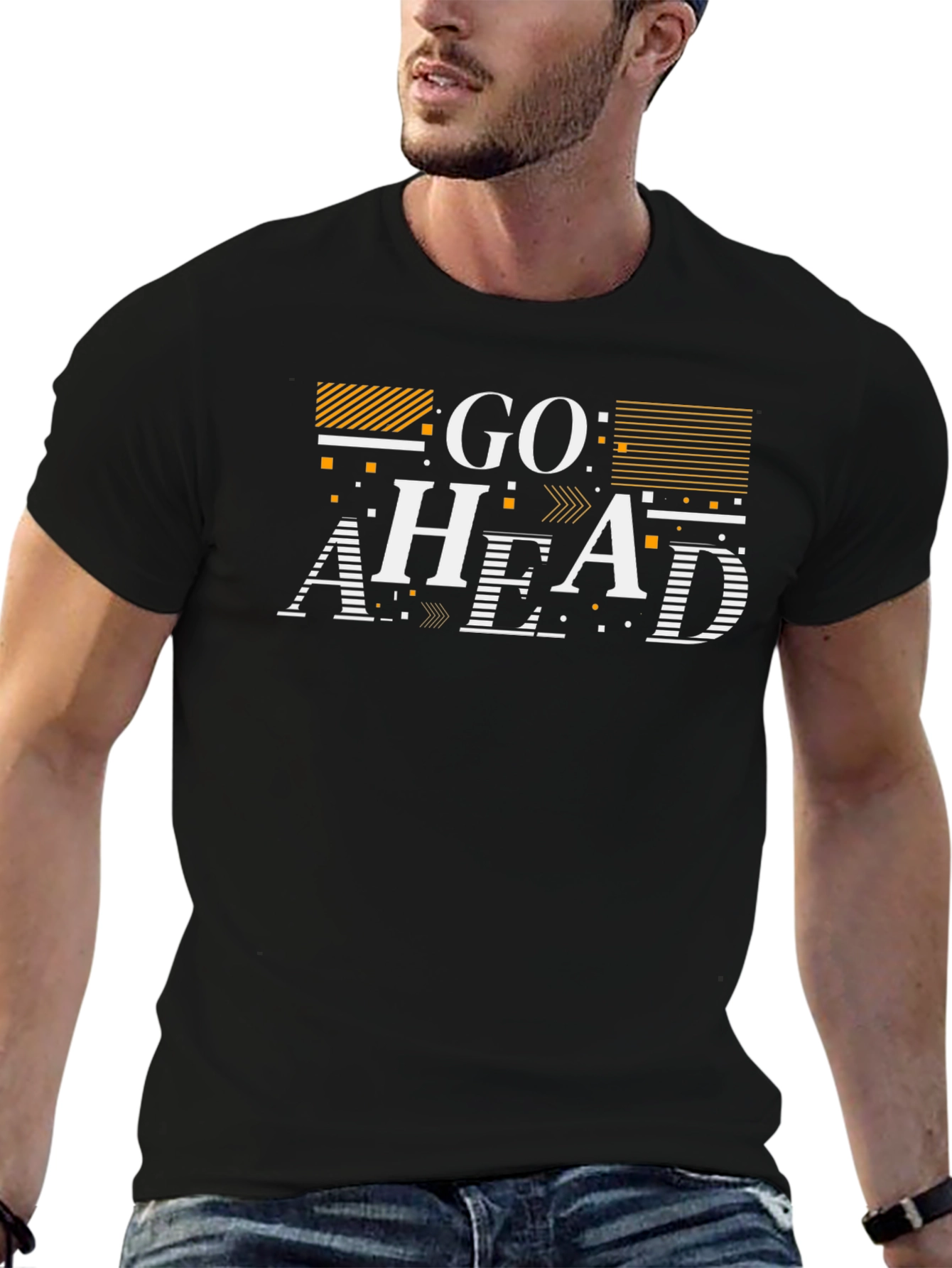 Go Ahead Graphic Print Black T-Shirt