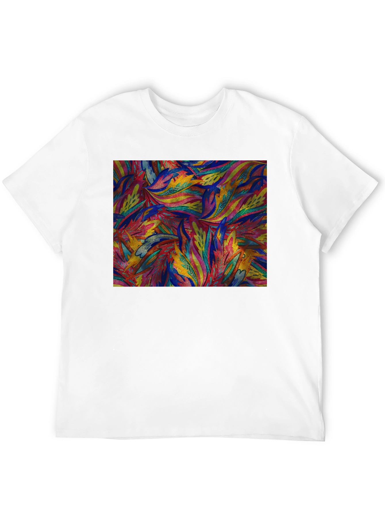 Abstract Feather Print Black T-Shirt