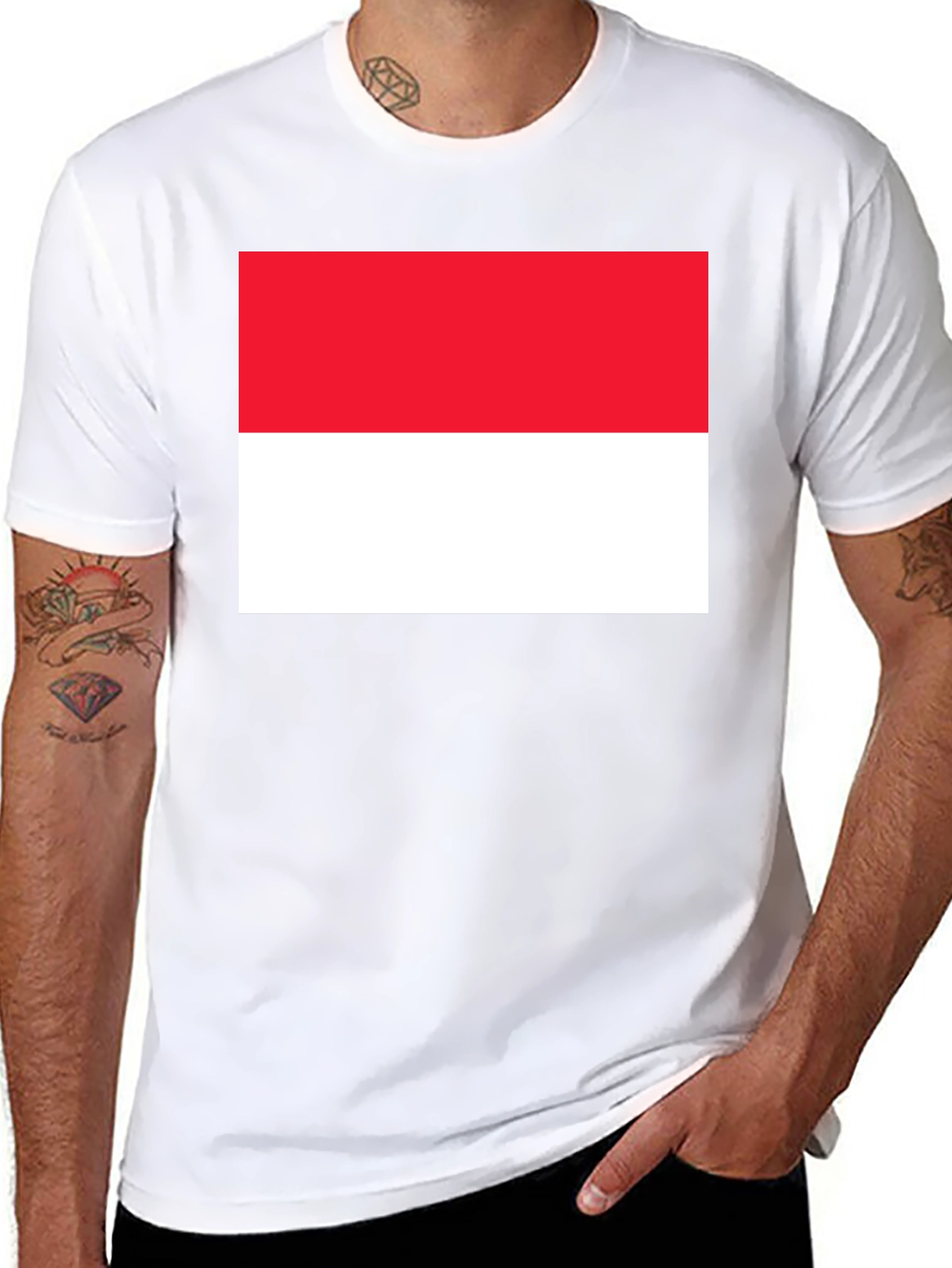 Indonesia Flag Graphic Tee - Black Cotton Blend T-Shirt