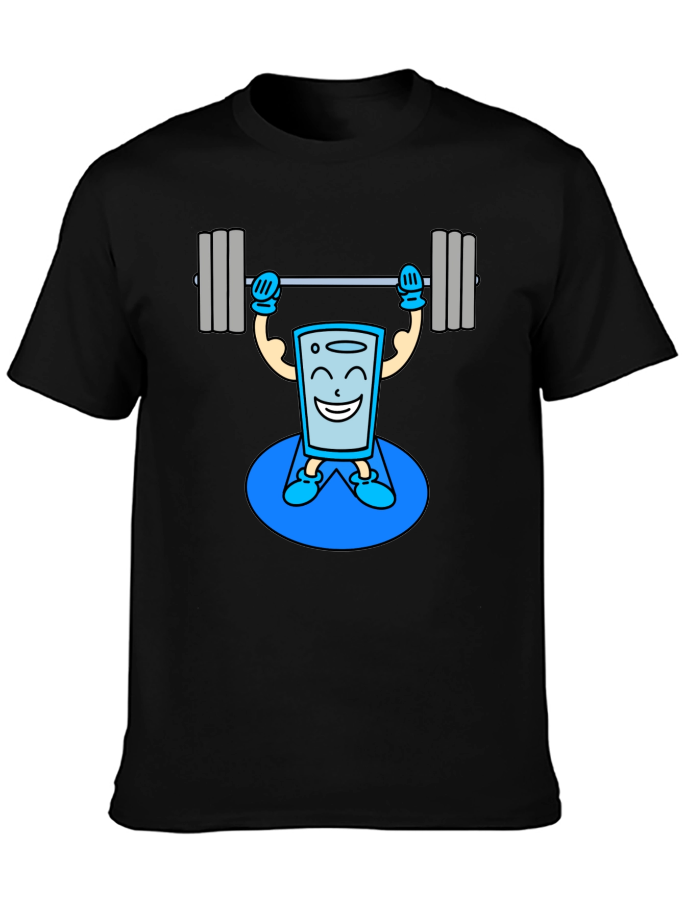 Funny Glass Water Weightlifting Graphic T-Shirt
