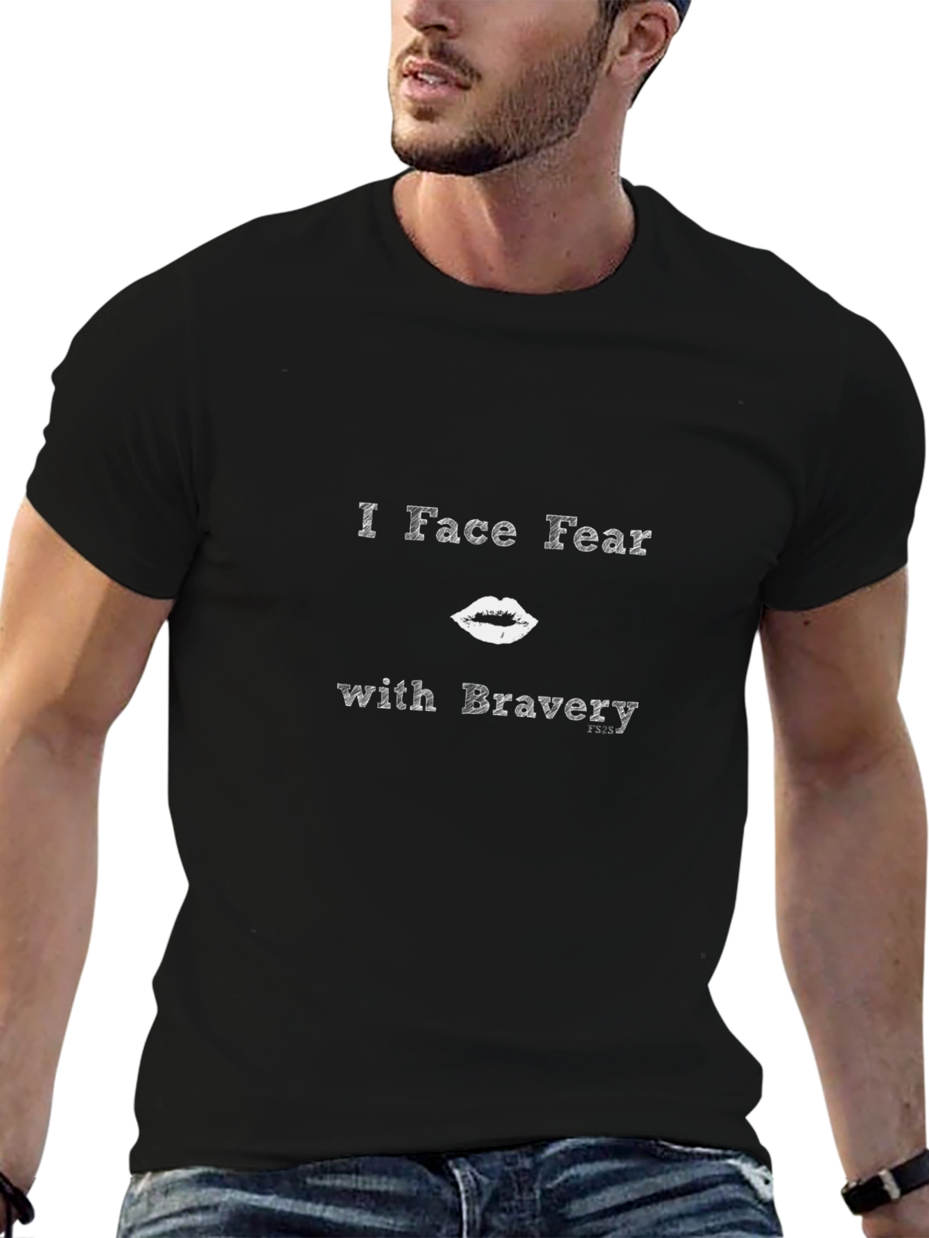 I Face Fear With Bravery Black Graphic Tee
