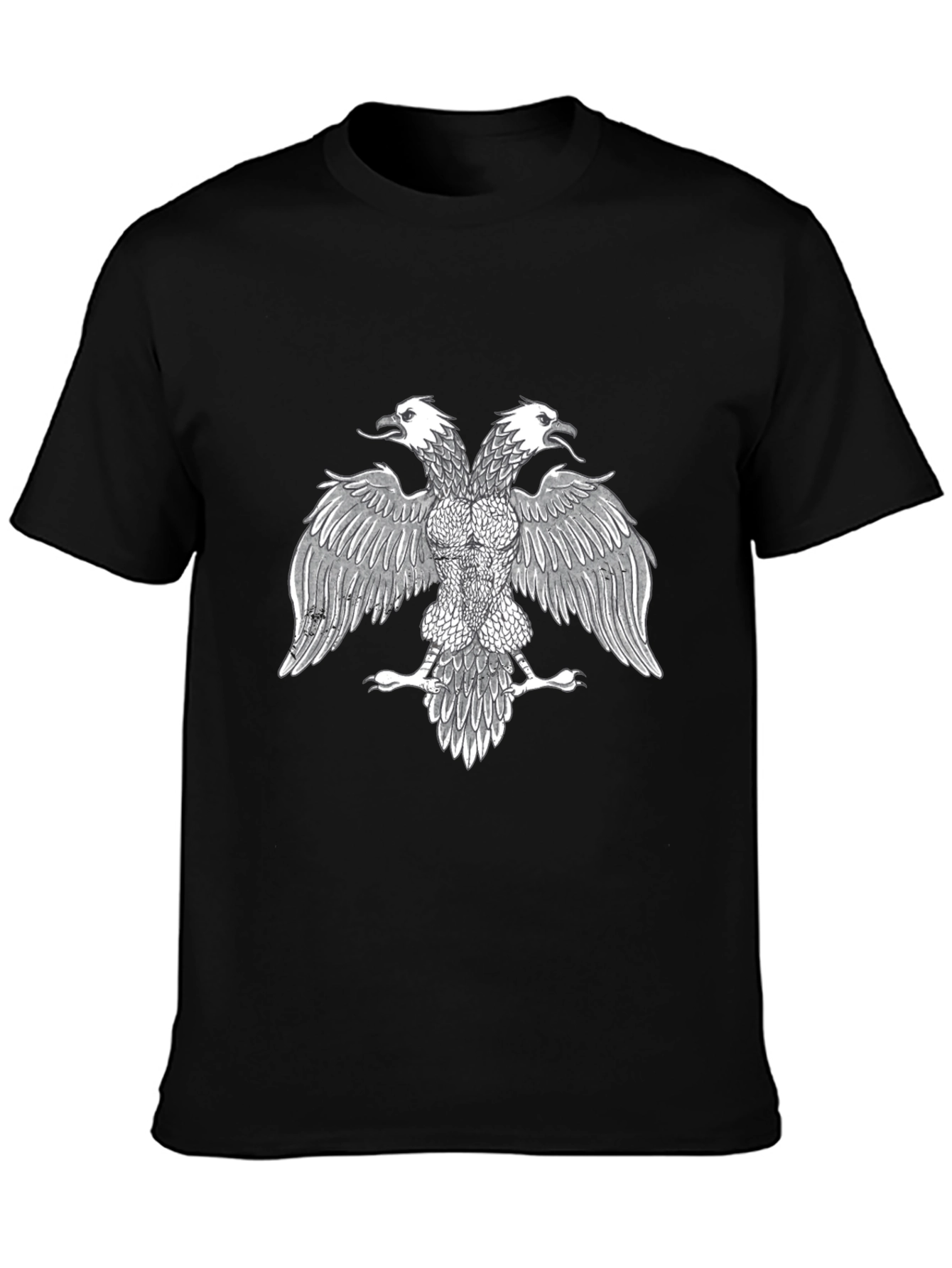 Black T-Shirt with Double-Headed Eagle Print