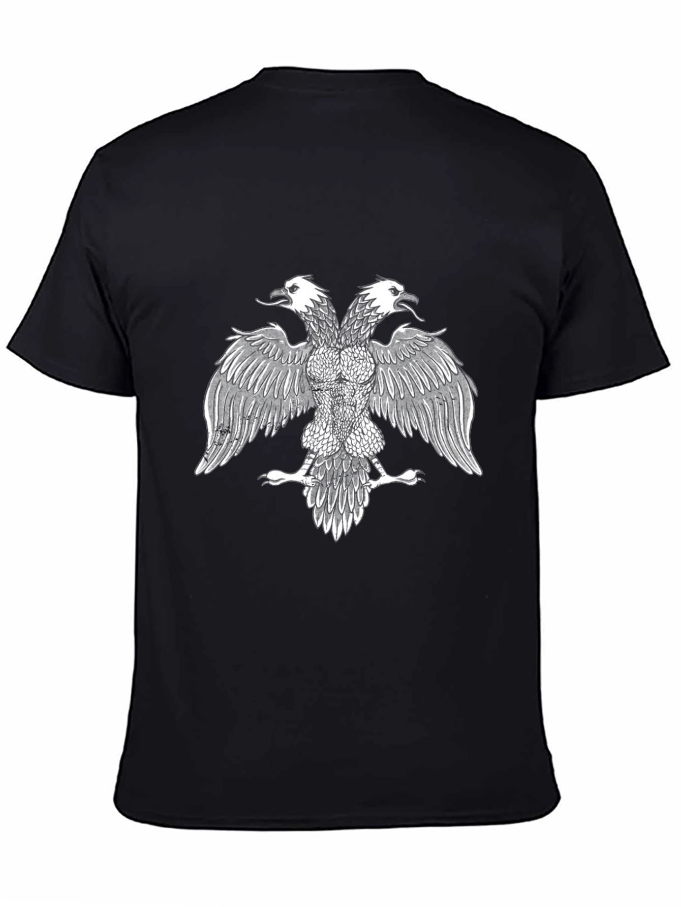Black T-Shirt with Double-Headed Eagle Print