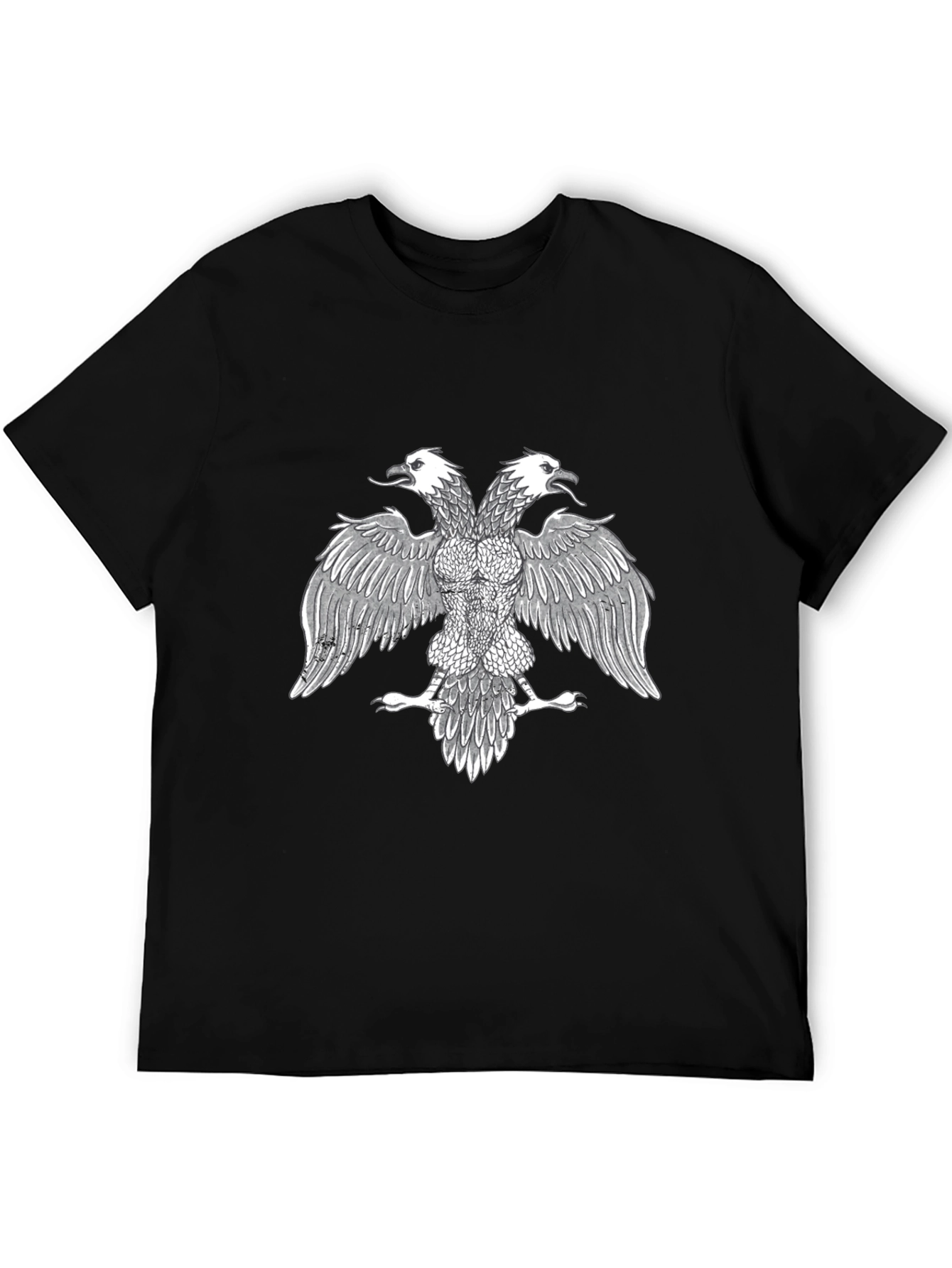 Black T-Shirt with Double-Headed Eagle Print