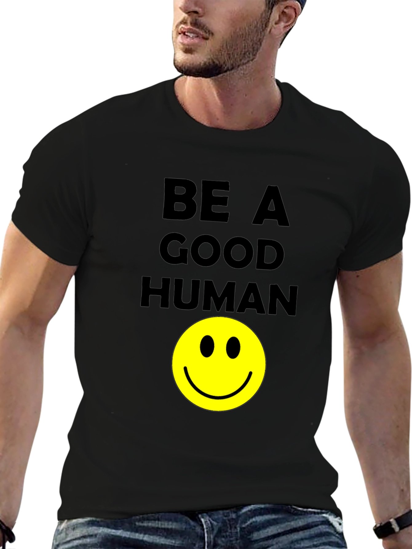 Be A Good Human Smiley Face Graphic T-Shirt