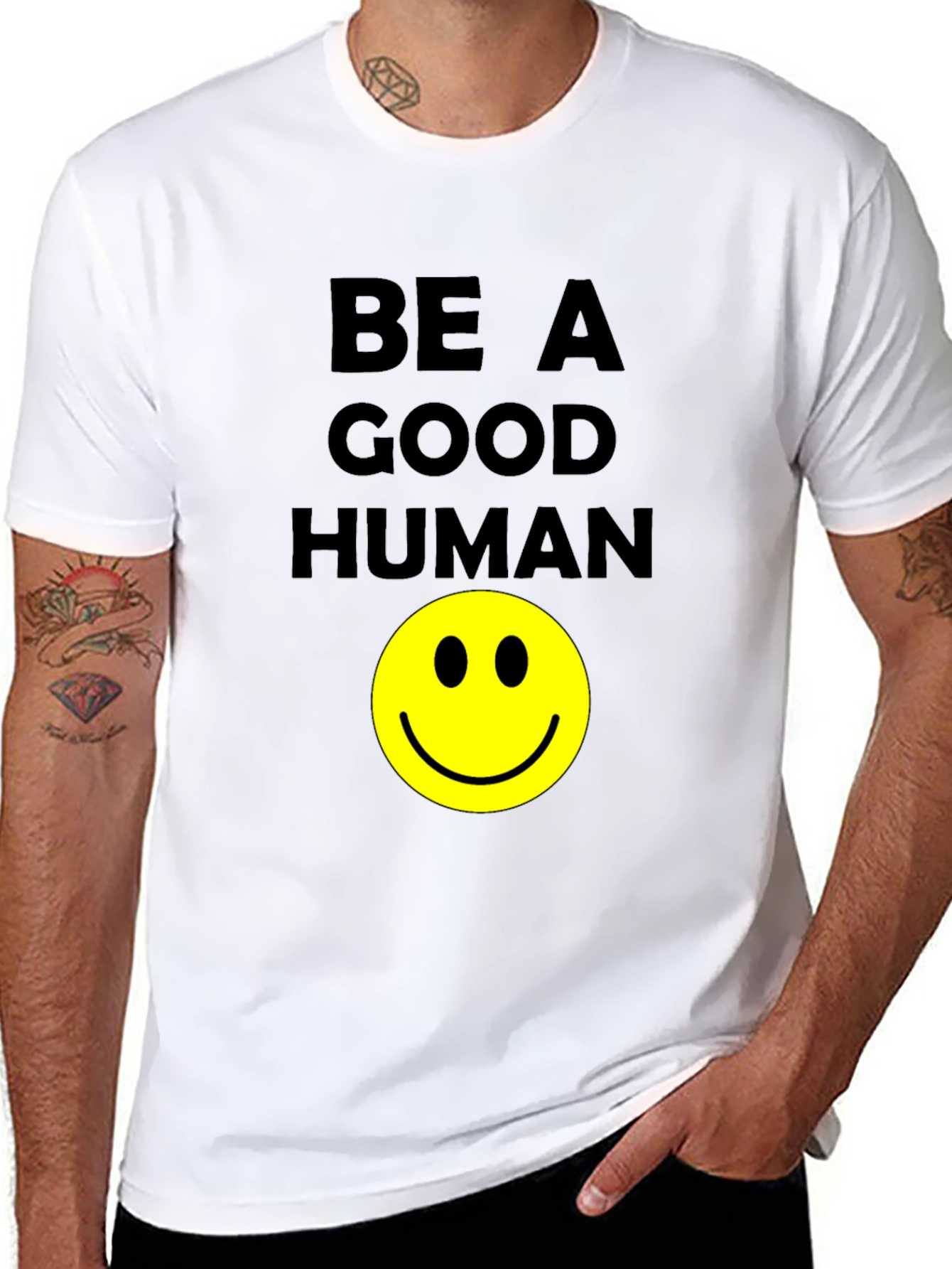 Be A Good Human Smiley Face Graphic T-Shirt