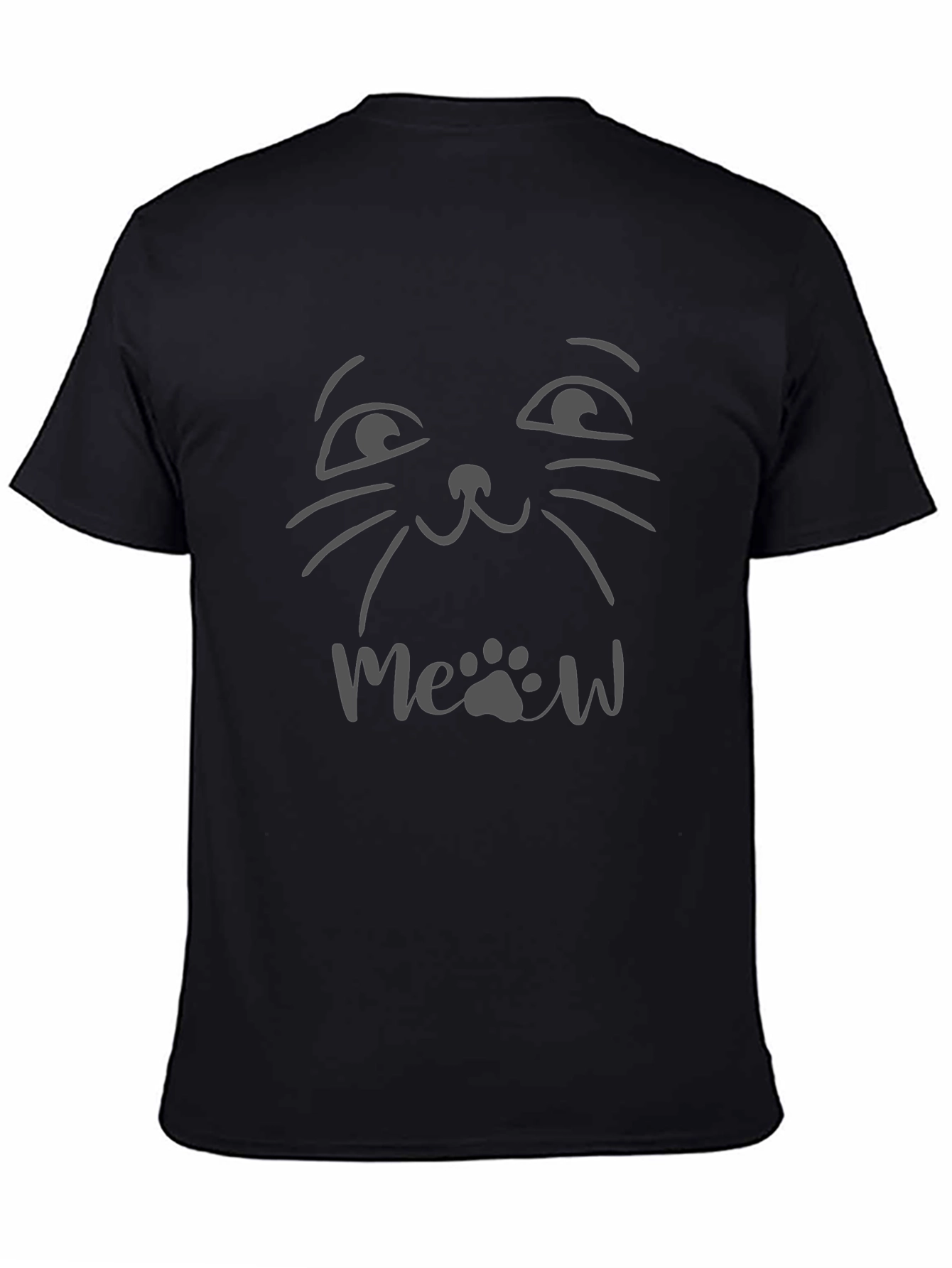 Cute Cat Meow T-Shirt - Black Graphic Tee