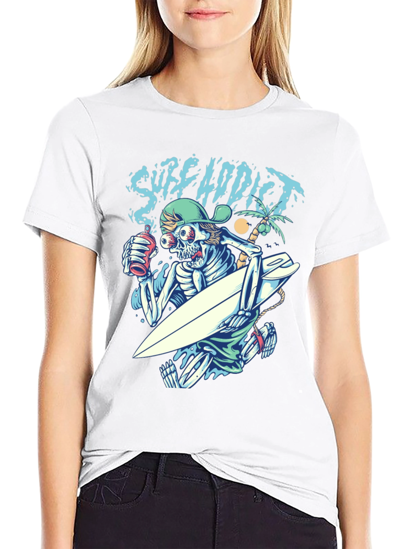 Surf Addict Skeleton Graphic T-Shirt