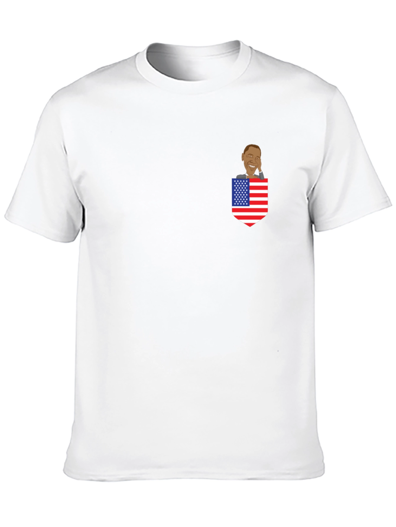 Obama Pocket T-Shirt - USA Flag Design Novelty Tee