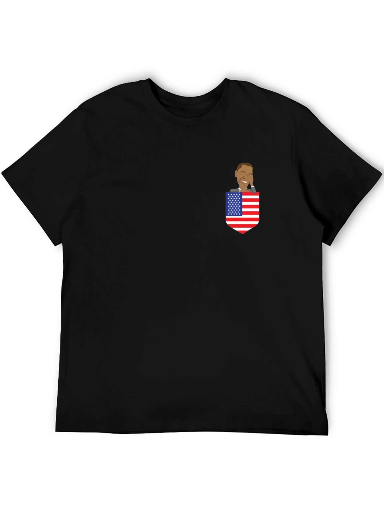 Obama Pocket T-Shirt - USA Flag Design Novelty Tee