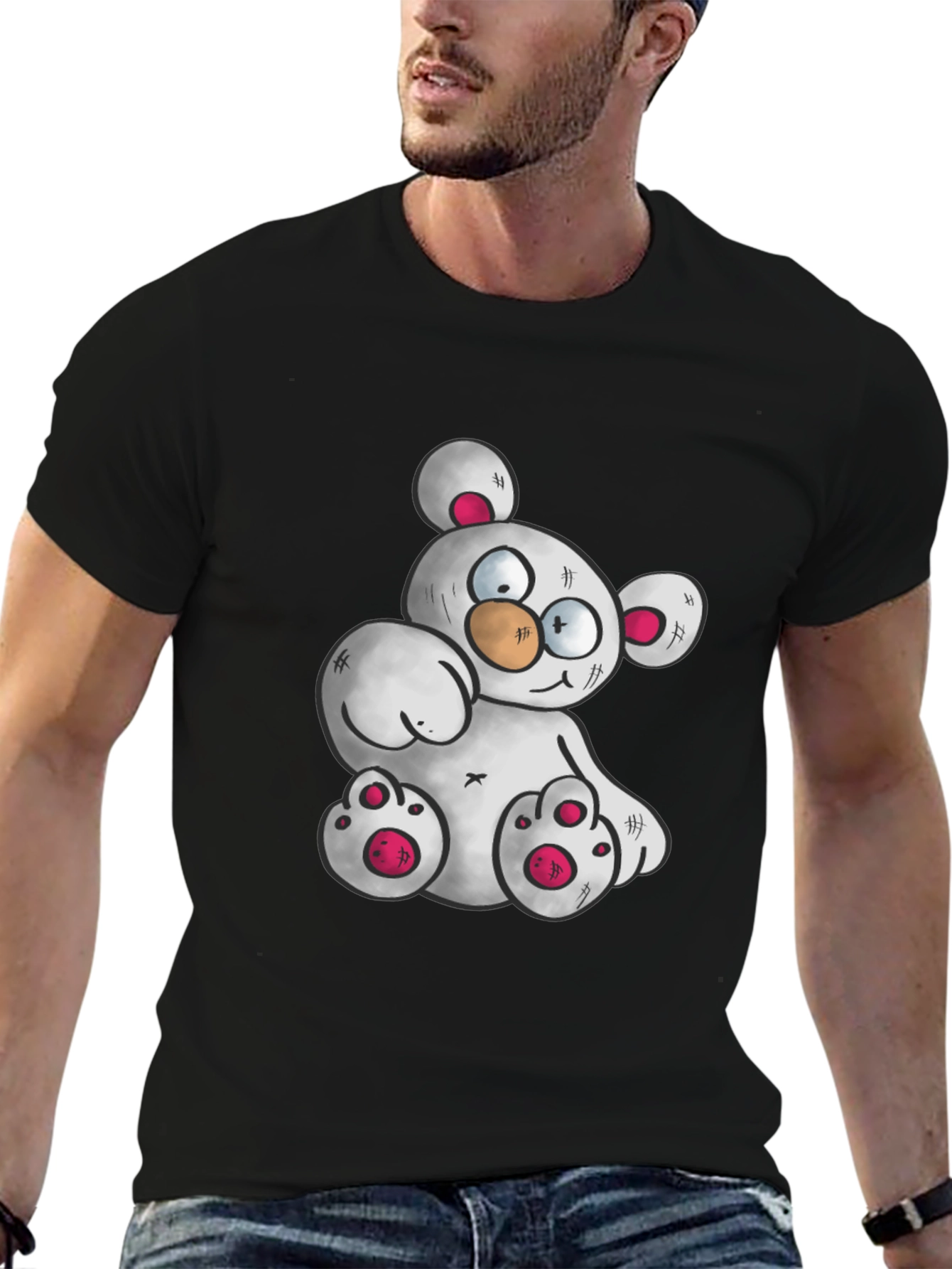 Cartoon Teddy Bear Graphic T-Shirt