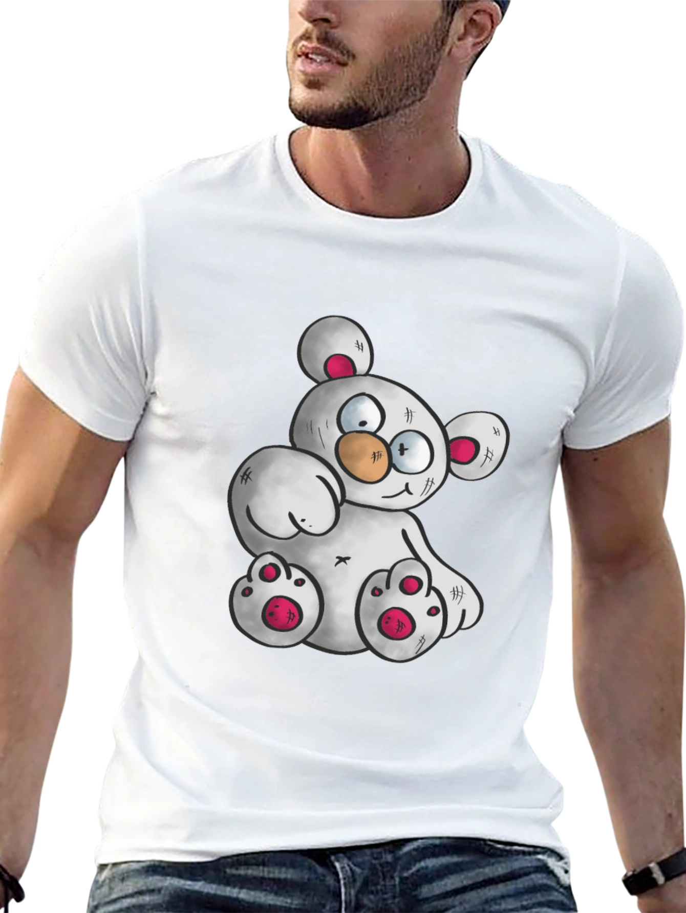 Cartoon Teddy Bear Graphic T-Shirt