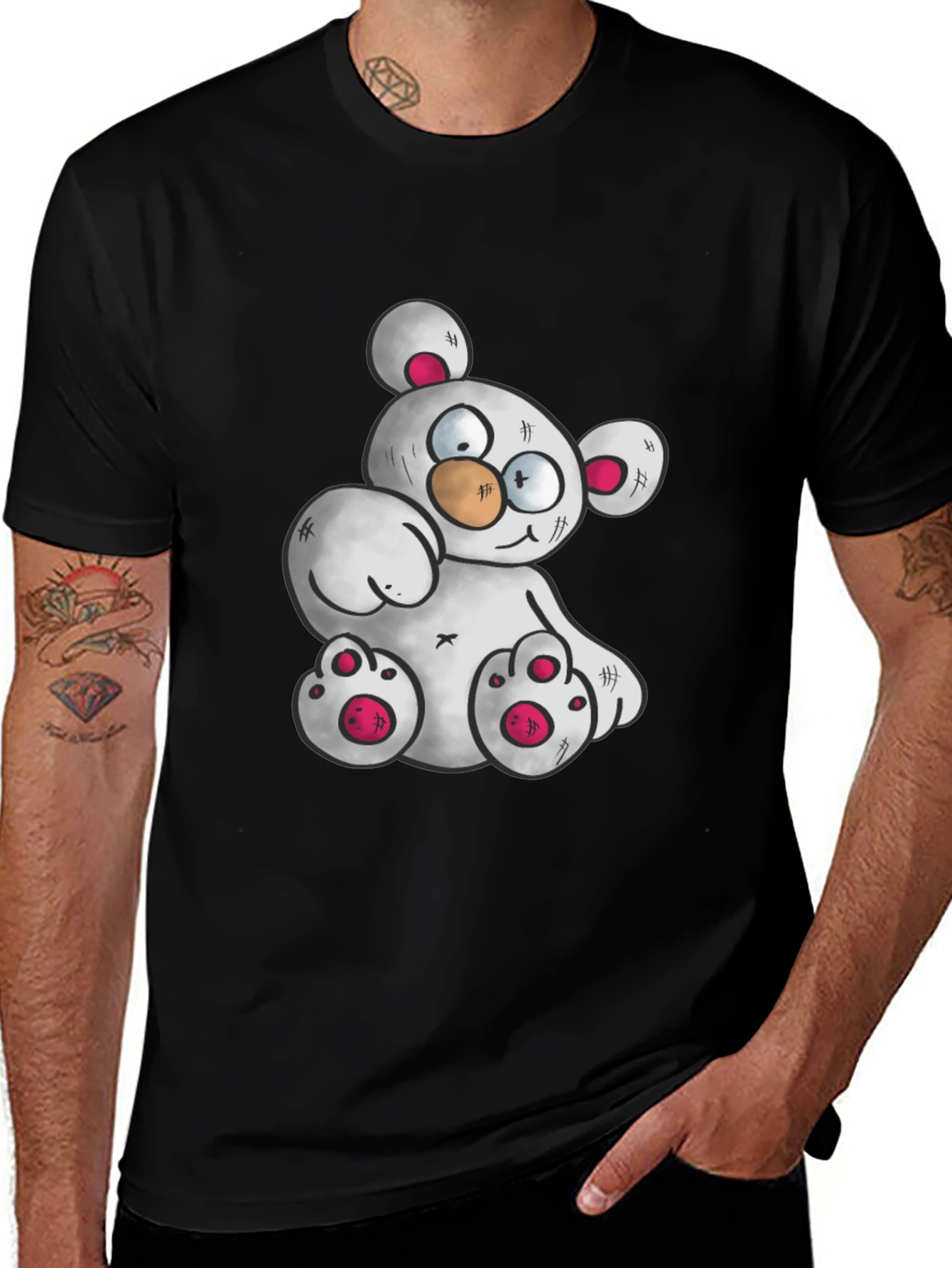 Cartoon Teddy Bear Graphic T-Shirt