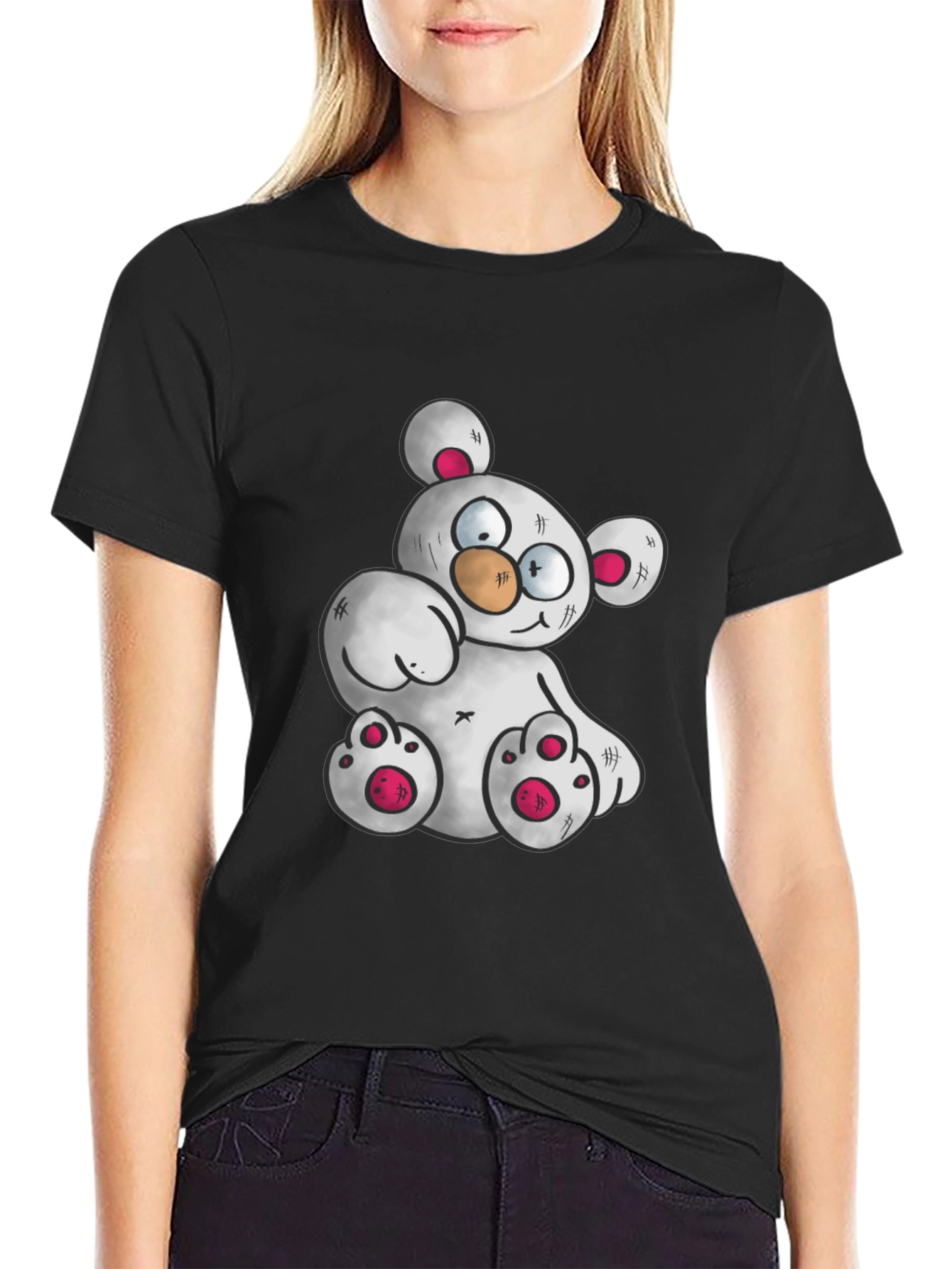 Cartoon Teddy Bear Graphic T-Shirt