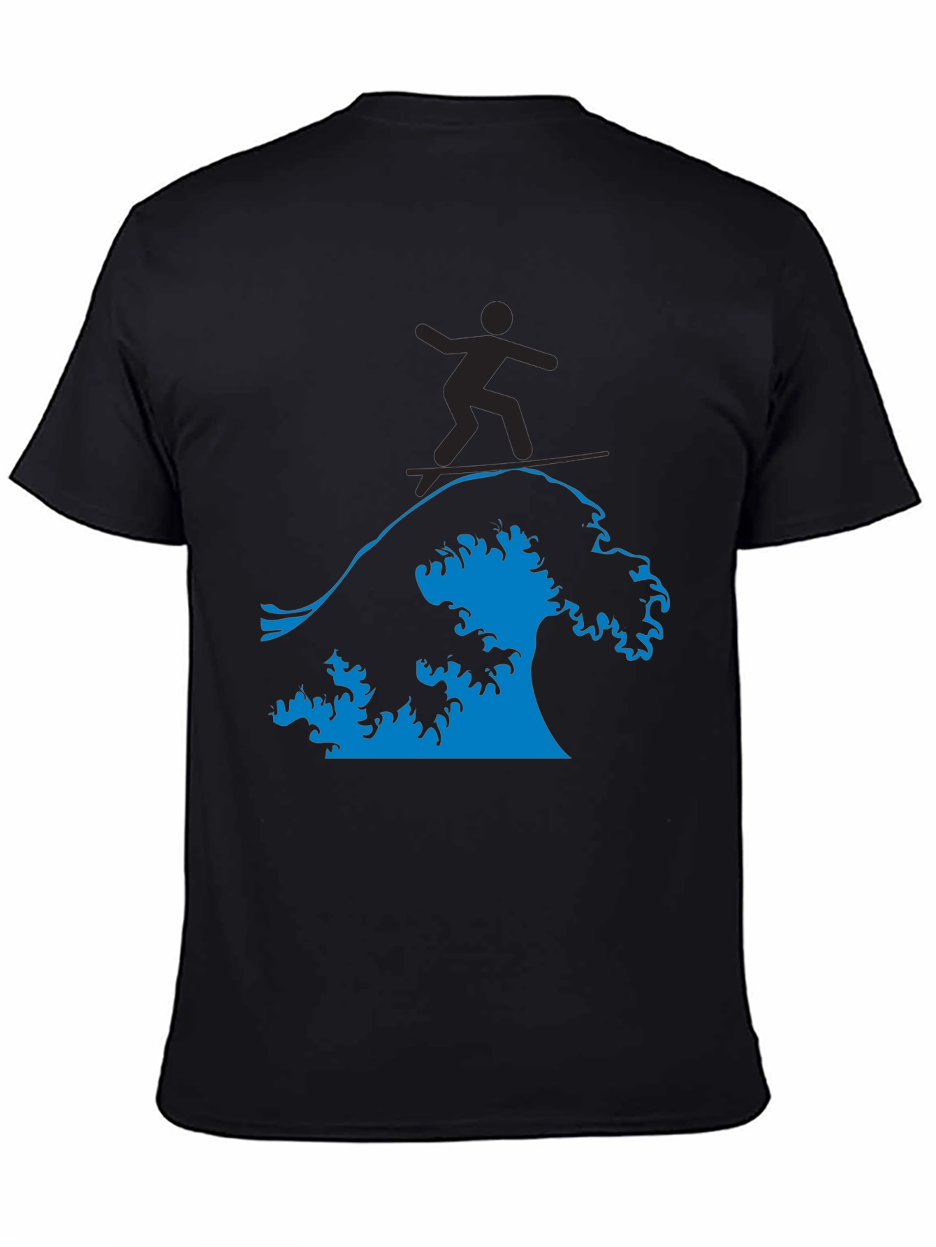 Surfing Wave Graphic Tee - Black
