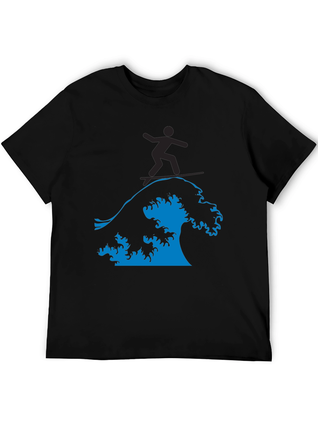 Surfing Wave Graphic Tee - Black
