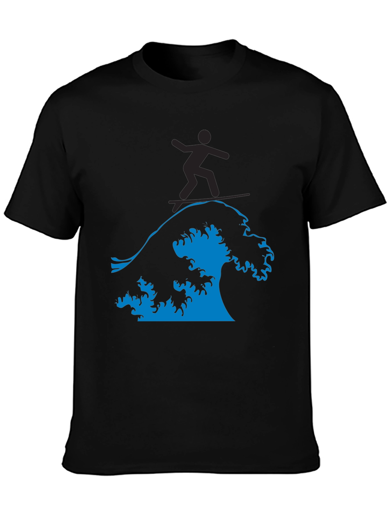 Surfing Wave Graphic Tee - Black