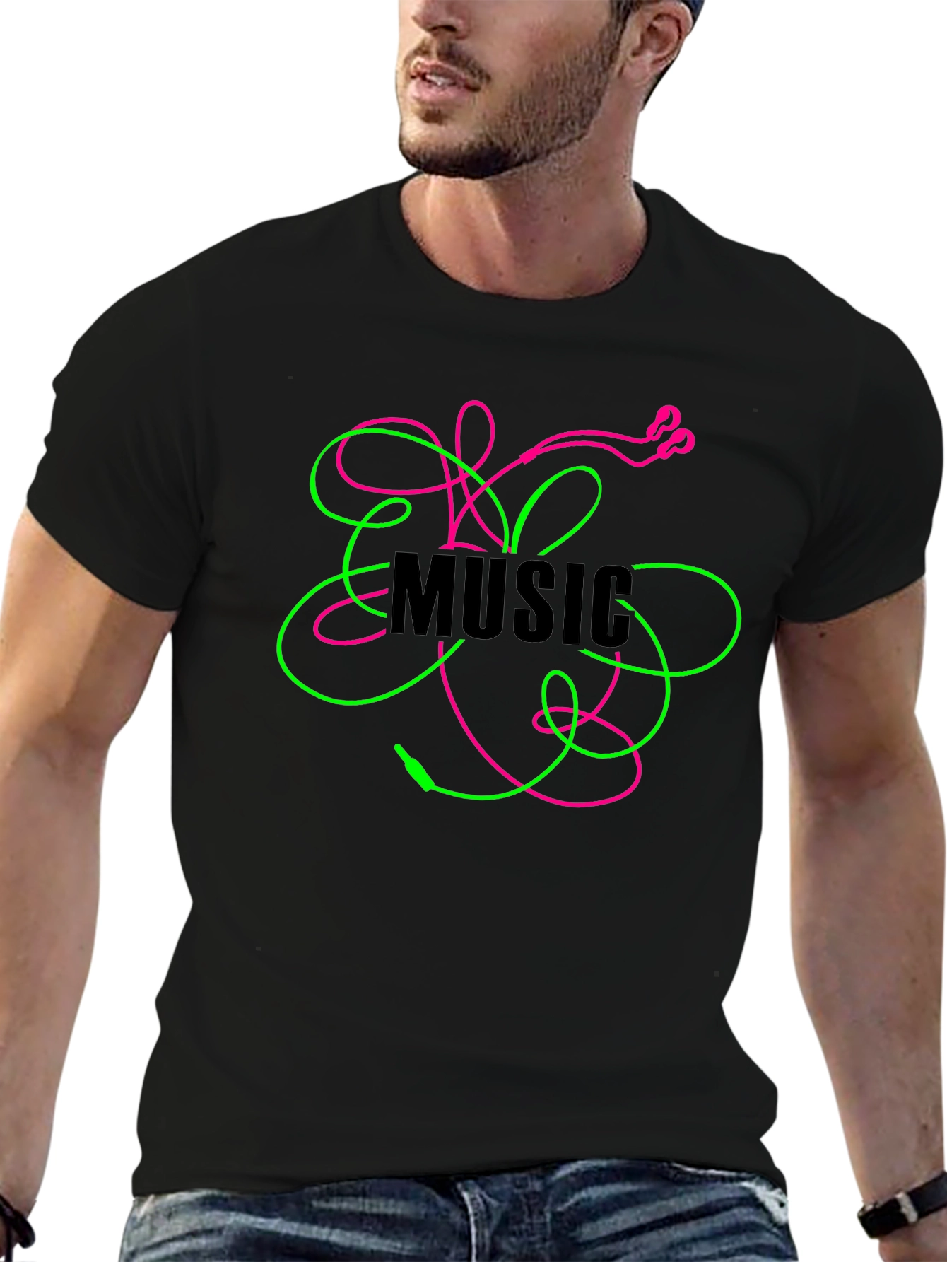 Music Headphone T-Shirt - Neon Graphic Tee