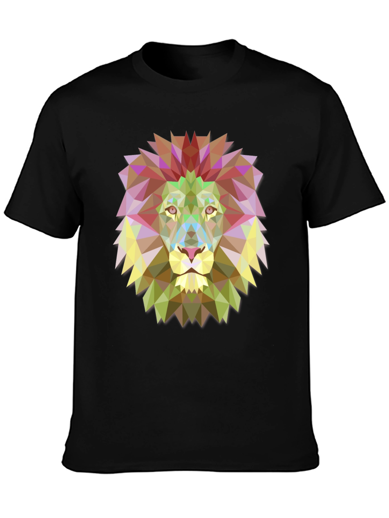 Geometric Lion Graphic Black Tee