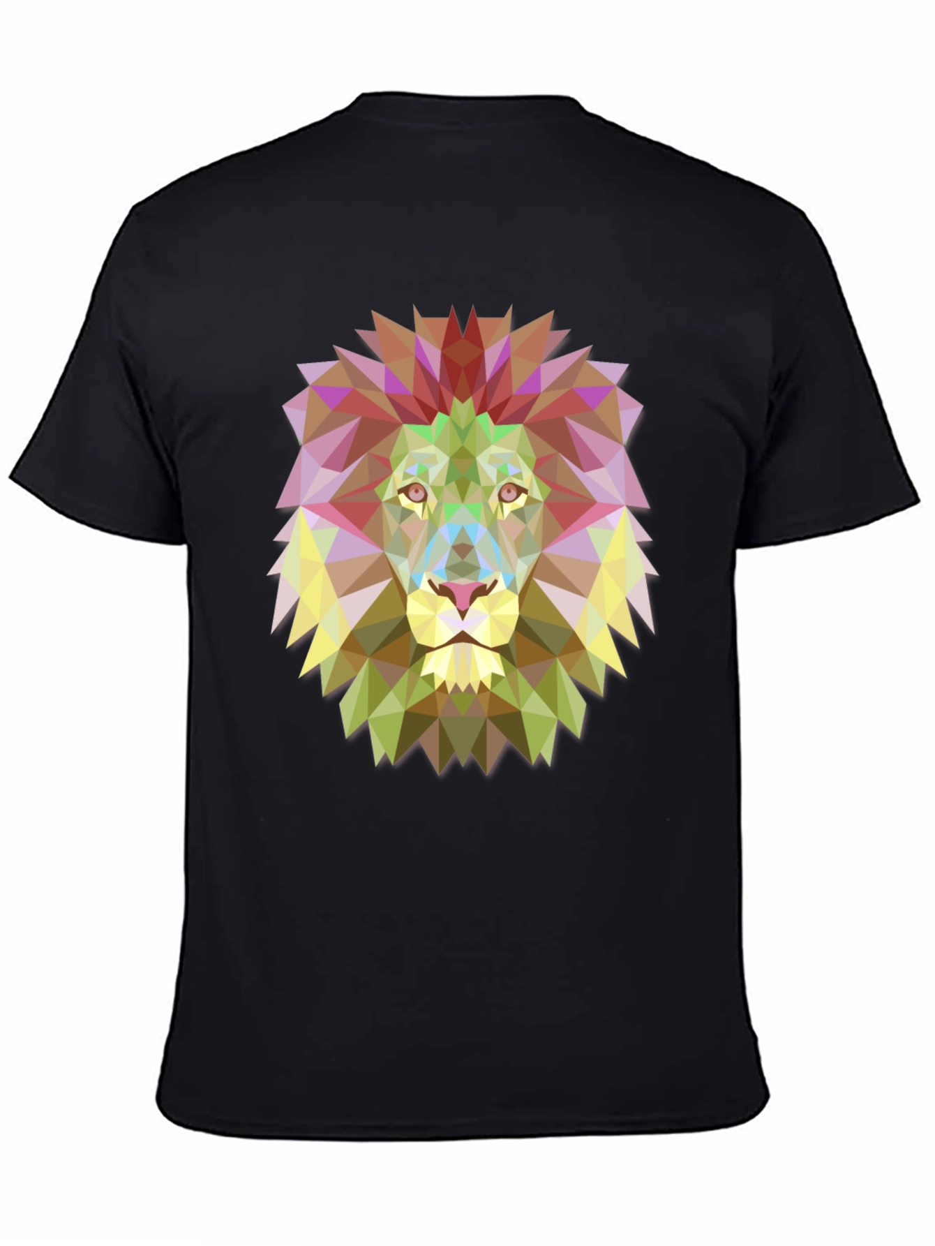 Geometric Lion Graphic Black Tee