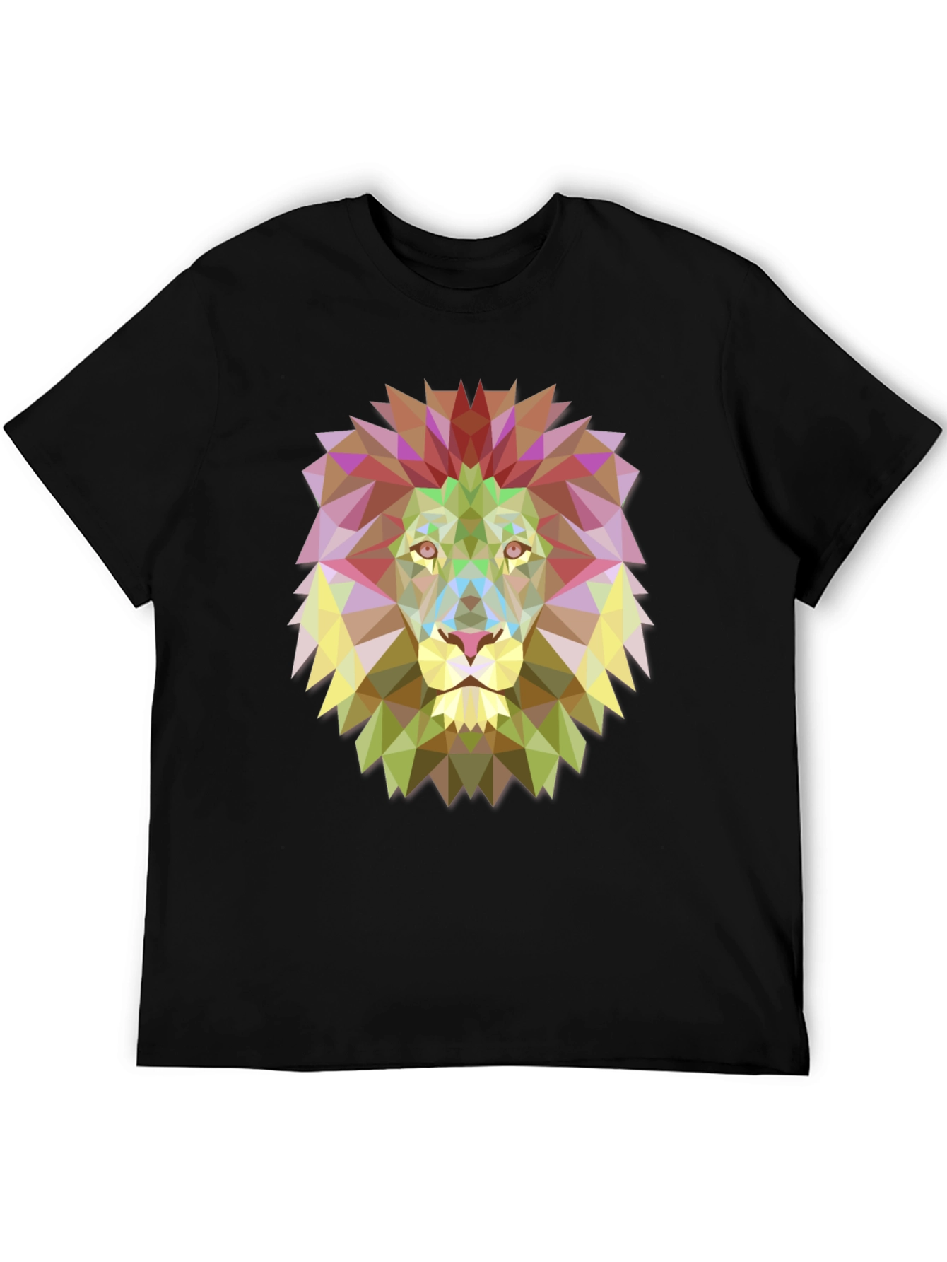 Geometric Lion Graphic Black Tee