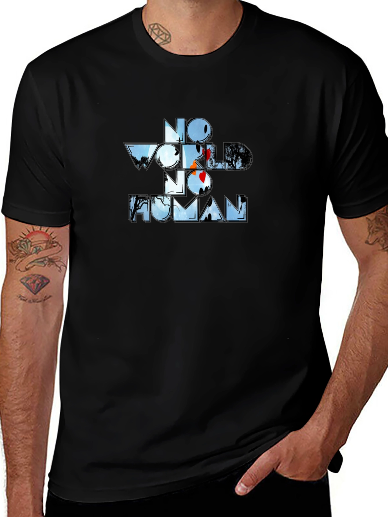 No World No Human Graphic Tee - Black