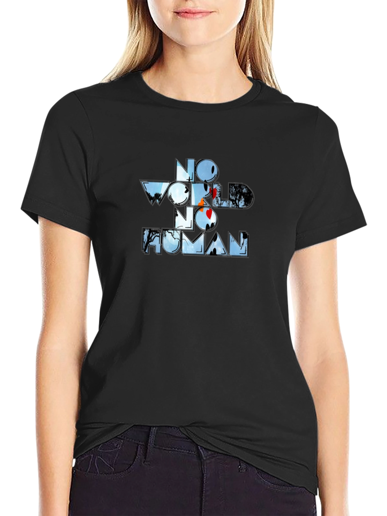 No World No Human Graphic Tee - Black