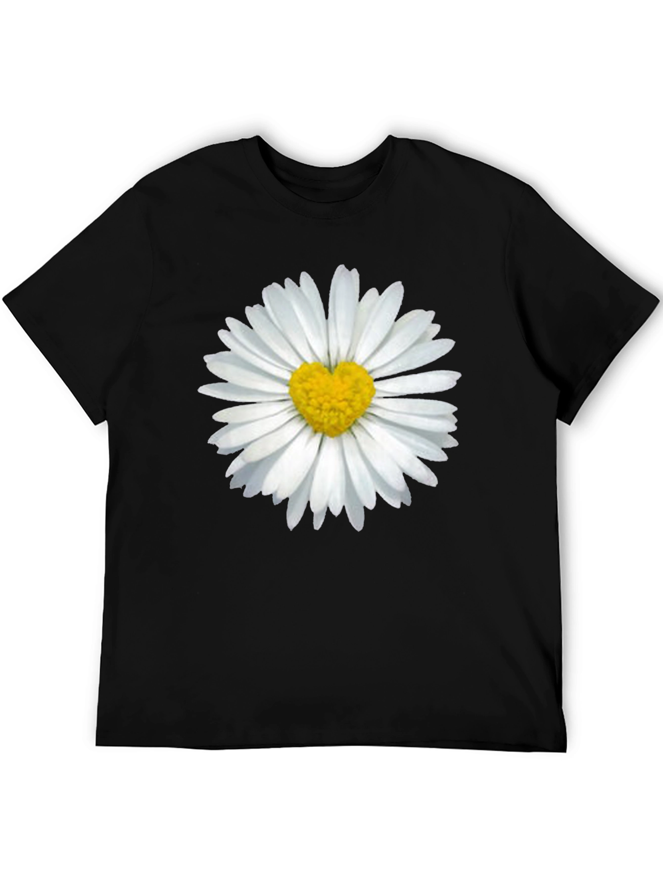 Daisy Heart T-Shirt - Black Casual Tee